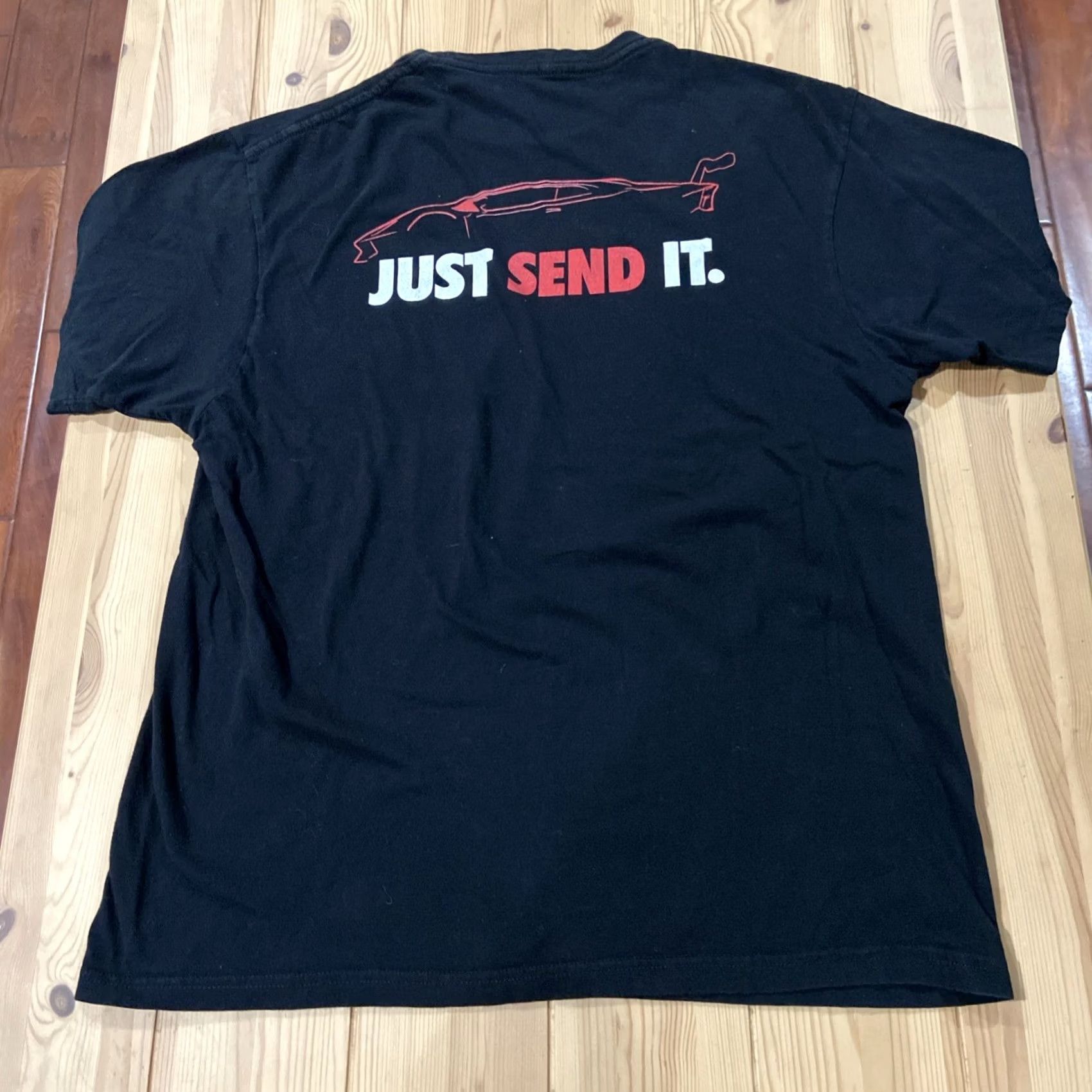 Todd Snyder Nike Shirt XL Black Todd Snyder Just Send it T Shirt Racing F1 Racecar Formula Car Mens Short Sleeve Crew Neck Cotton Size US XL / EU 56 / 4 - 5 Thumbnail