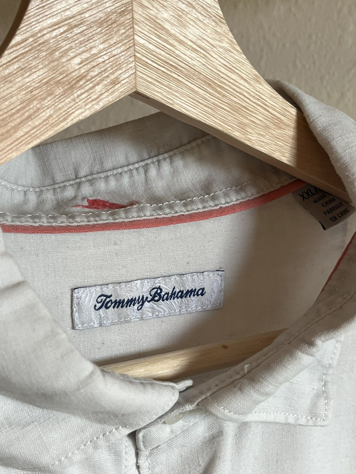 Tommy Bahama Tommy Bahama XXL White Linen Blend Shirt w/ Palm Print Size US XXL / EU 58 / 5 - 2 Thumbnail