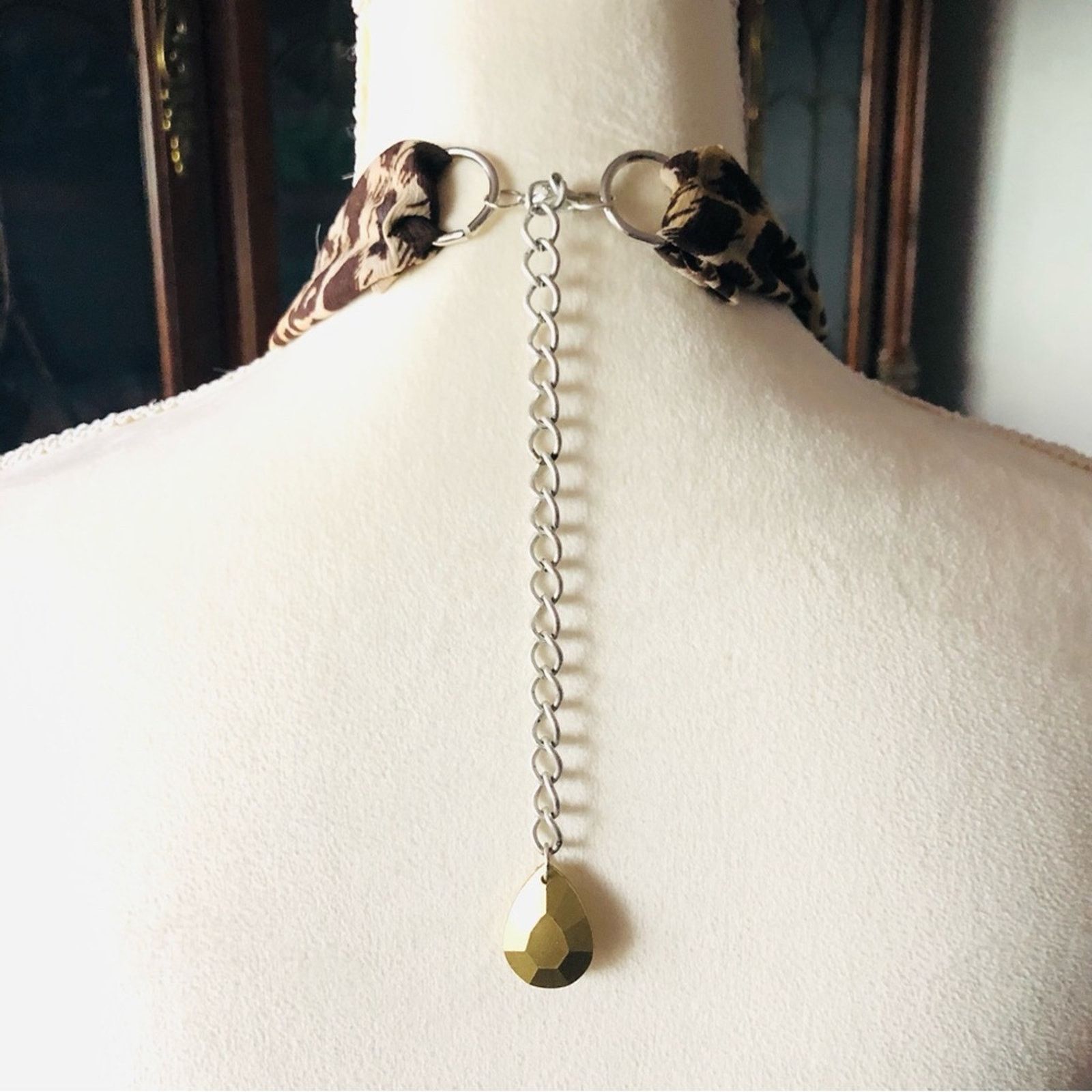 Handmade Country Girl animal print fabric covered bead necklace Size ONE SIZE - 4 Thumbnail