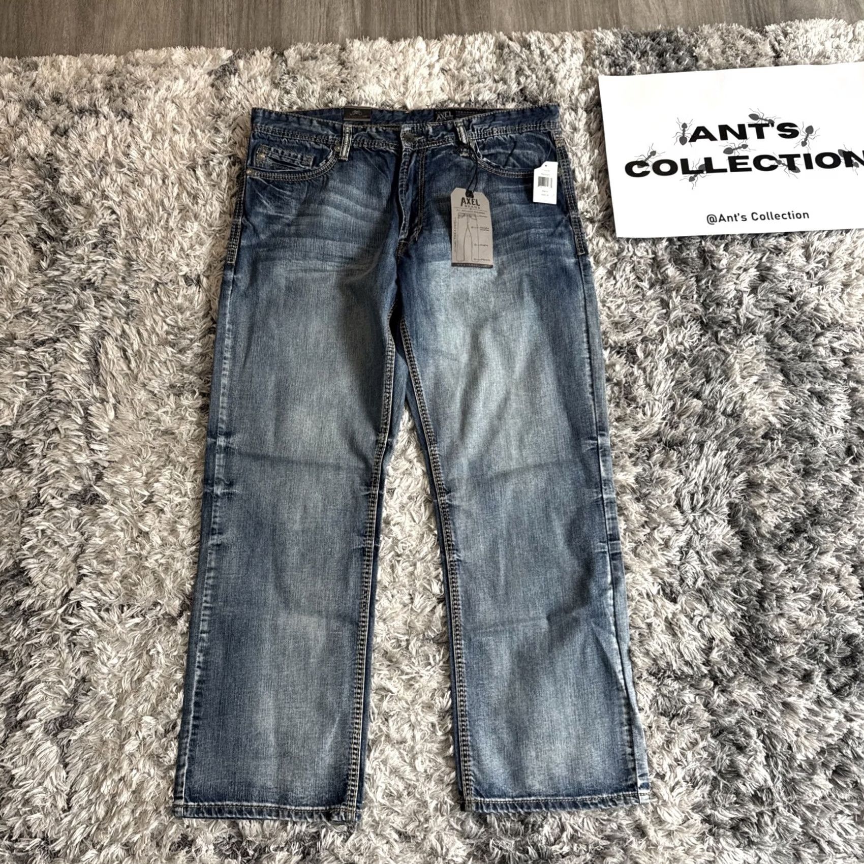 Vintage VINTAGE Axel Jeans Men’s Size 38x32 Blue Straight Embroidered Y2K 00s BNWT Style Size US 38 / EU 54 - 6 Thumbnail