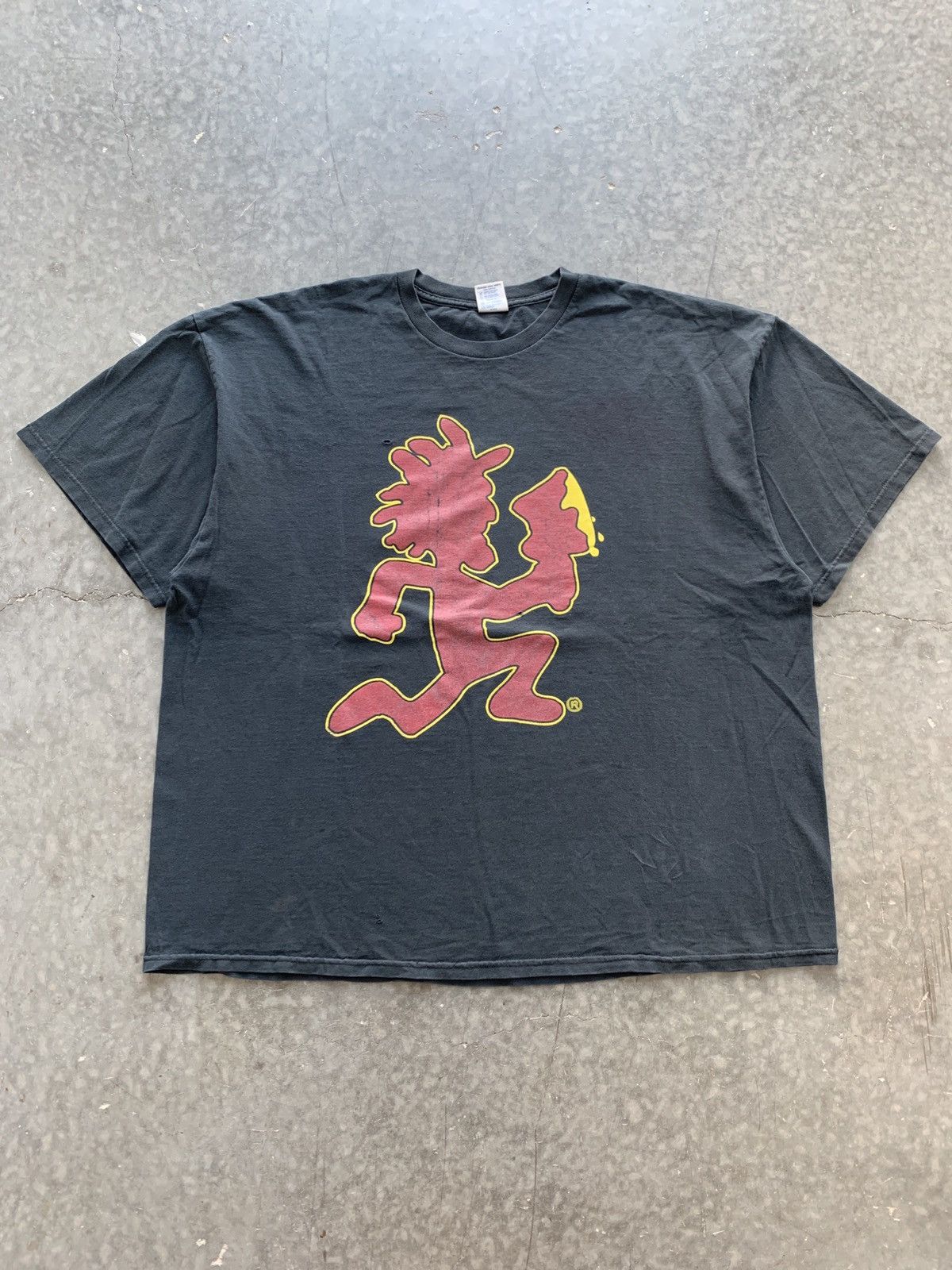 Pre-owned Band Tees Faded Vintage 90's Insane Clown Posse Psychopathic Tee In Faded Black