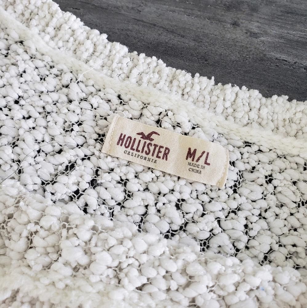 Designer White Hollister Oversized Sweater Long Sleeve Size M / US 6-8 / IT 42-44 - 3 Thumbnail