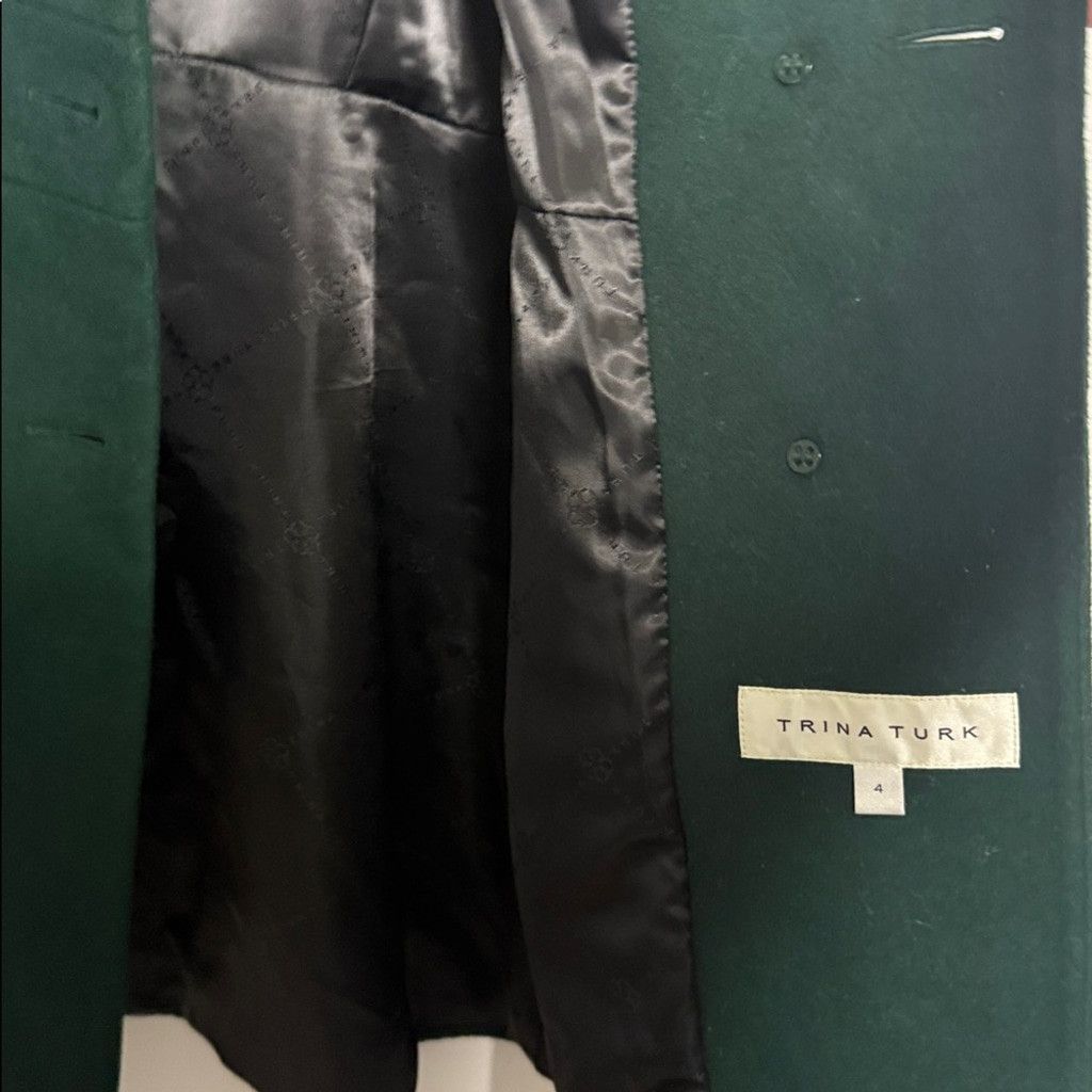Trina Turk Trina Turk 80% lambs wool deep green trench coat jacket sz 4 Size S / US 4 / IT 40 - 9 Thumbnail