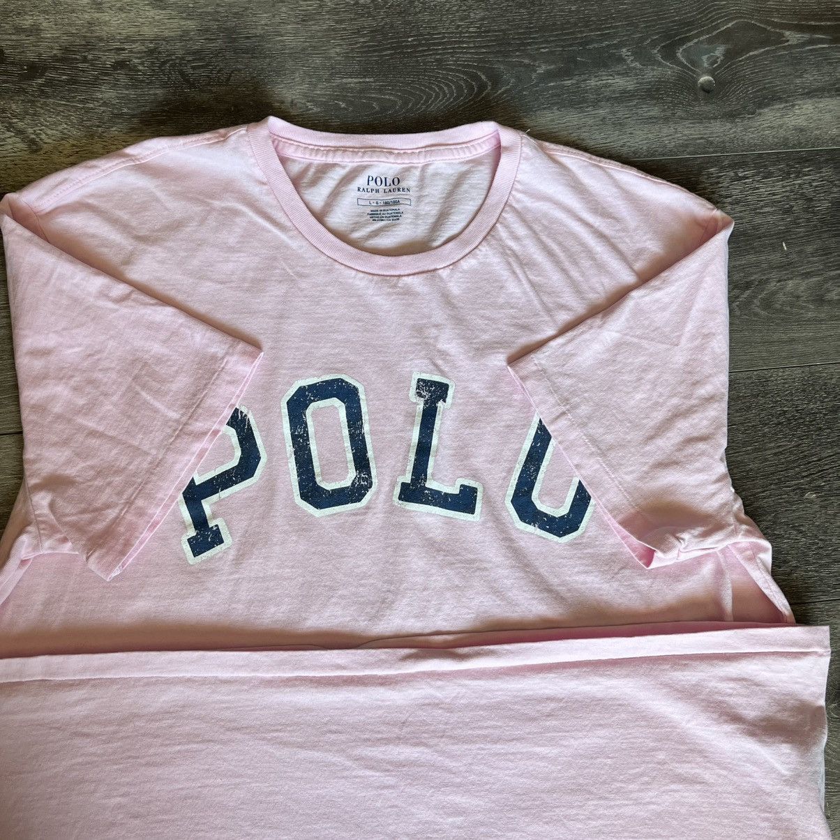 Polo Ralph Lauren Vintage Polo Ralph Lauren Light Baby Pink Arch Logo T Shirt Size US L / EU 52-54 / 3 - 7 Thumbnail