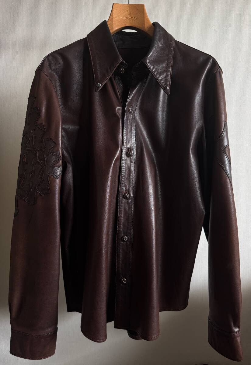 Chrome Hearts 1/1 2002 Custom Order Chrome Hearts Brown Leather Shirt sz S Size US S / EU 44-46 / 1 - 8 Thumbnail