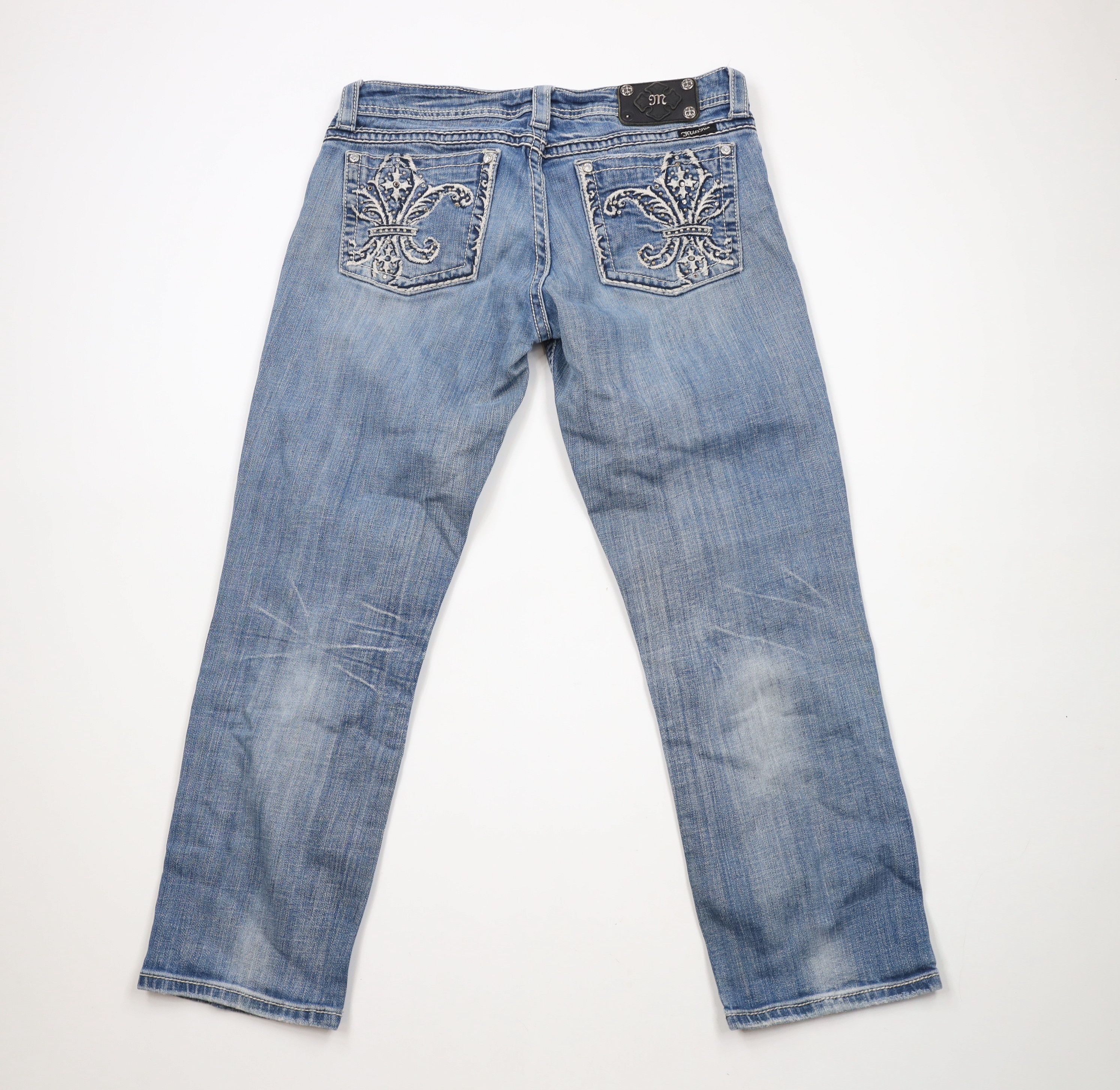 Miss Me × Vintage Miss Me Thick Stitch Fleur de Lis Cropped Denim Jeans Blue Size 32" / US 10 / IT 46 - 11 Thumbnail
