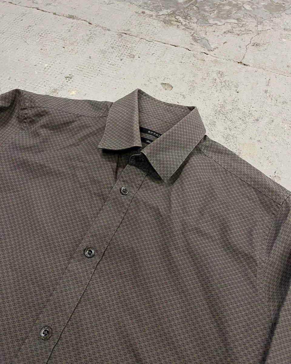 Gucci SS2010 Gucci Grey Monogram Slim Shirt by Frida Giannini Size US M / EU 48-50 / 2 - 5 Thumbnail