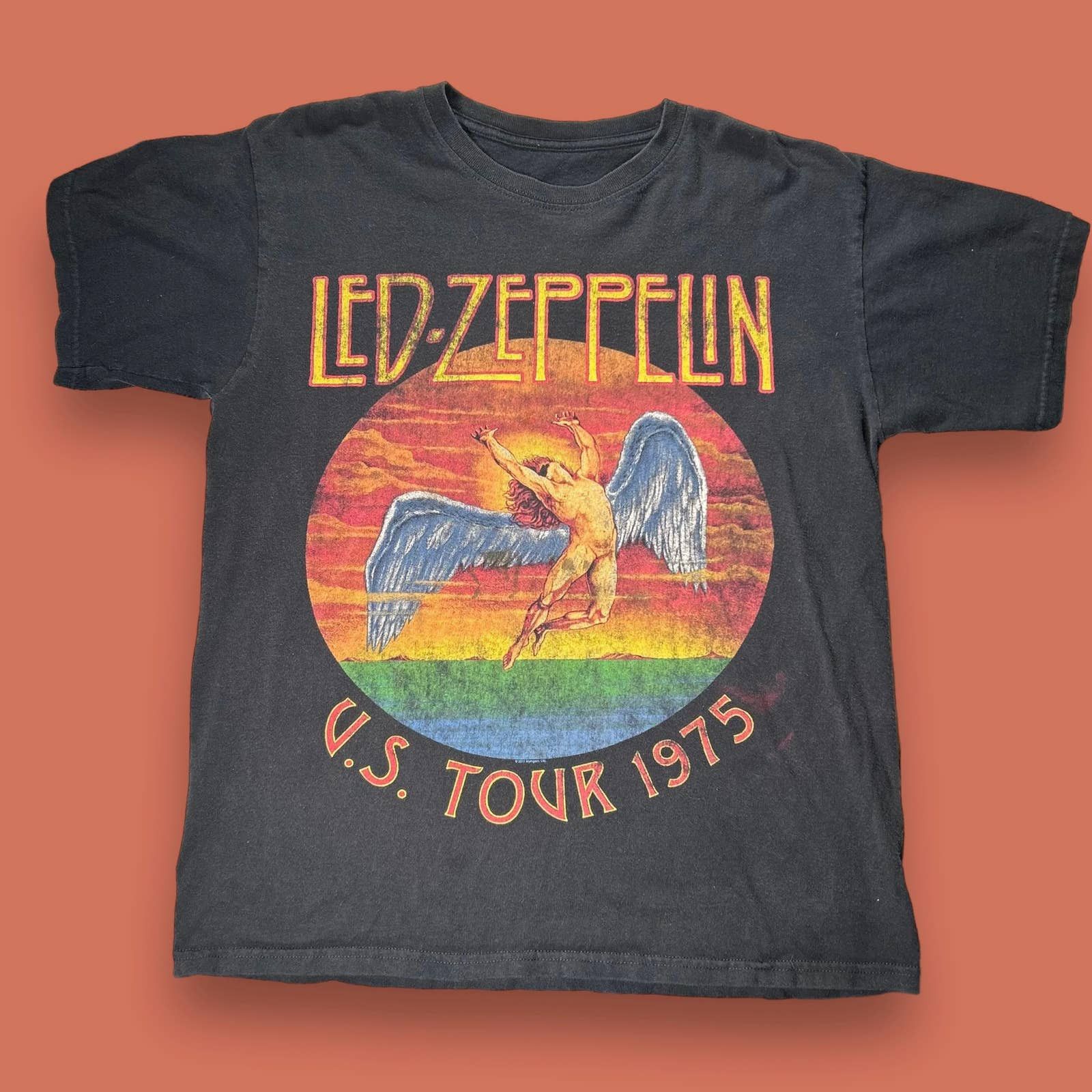 thumbnail interactive-video image 1 of Led Zeppelin Icarus Black Graphic T-Shirt – Official Men's Tee, 100% Cotton 1 of 2