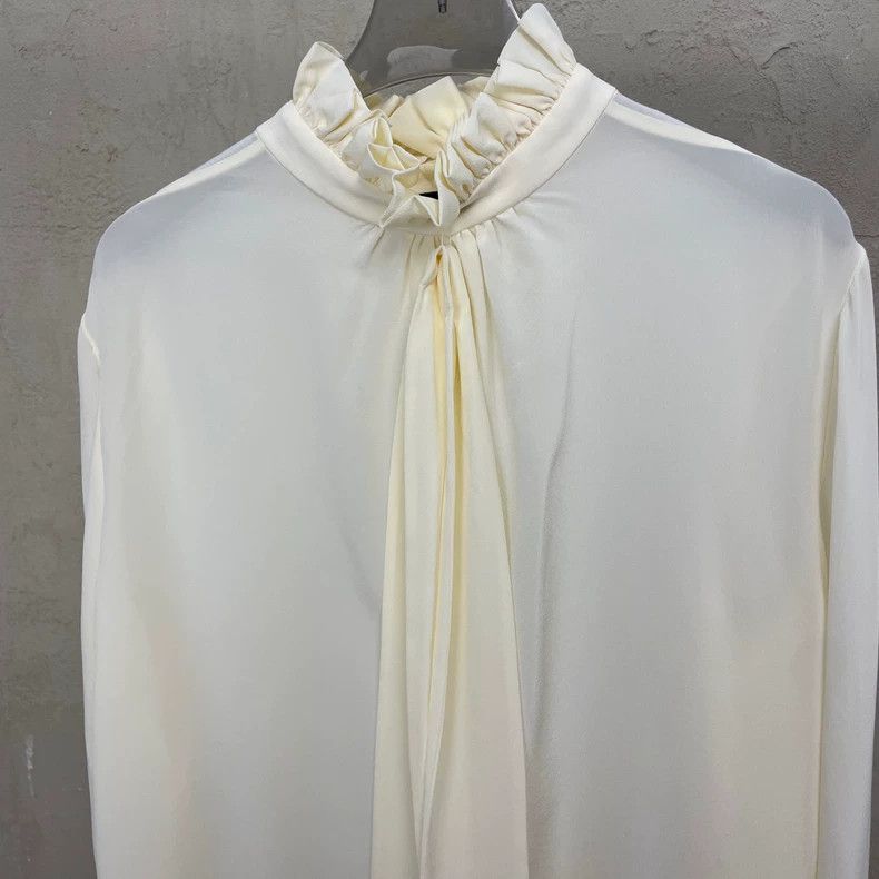 Saint Laurent Paris Saint Laurent ParisBeige Back Lanyard Chiffon Long Sleeve Size XS / US 0-2 / IT 36-38 - 5 Thumbnail