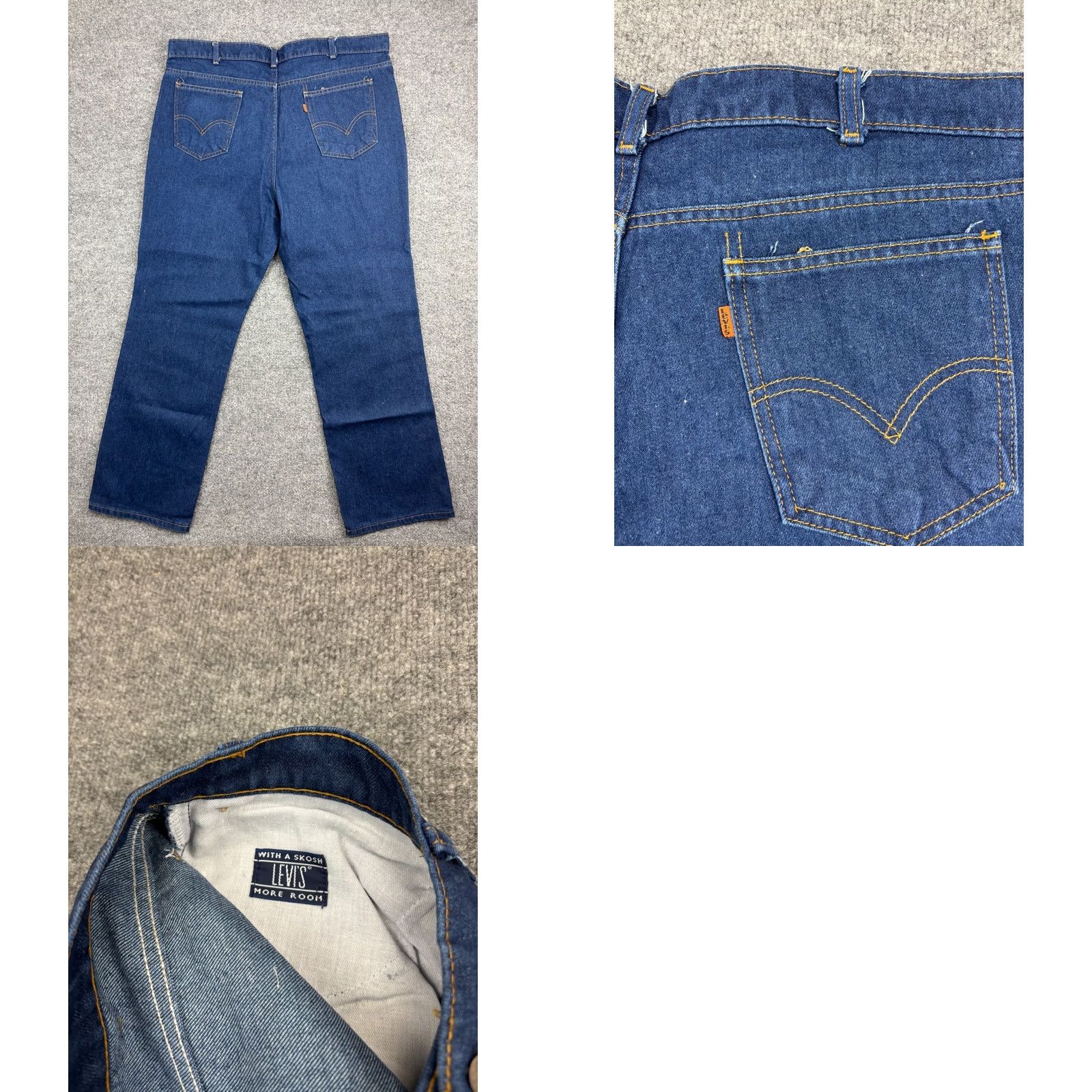Levi's VINTAGE Levi's 841 Orange Tab Jeans Men W40 x L30 Dark Blue 70s Work Pant Jeans Regular Bootcut USA 80s Hippie Pockets Mens Size US 40 / EU 56 - 8 Thumbnail