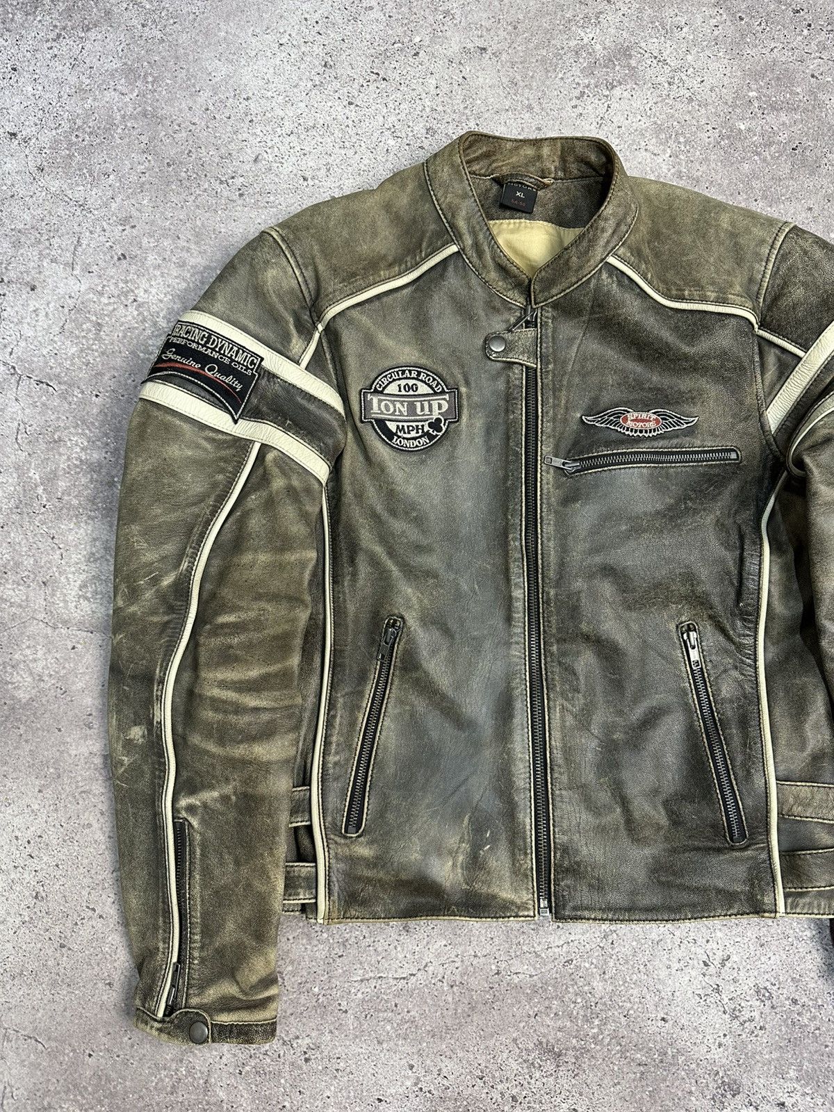 If Six Was Nine Vintage Racing Leather Jacket Biker Spirit Motors Y2K Size US L / EU 52-54 / 3 - 8 Thumbnail
