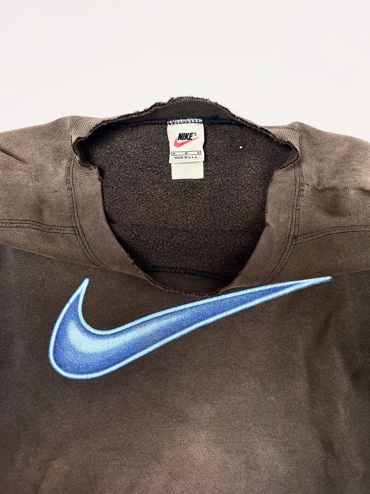 Nike 1990s Nike Bigswoosh Distressed Sweatshirt Destroyed Faded Size US M / EU 48-50 / 2 - 13 Thumbnail