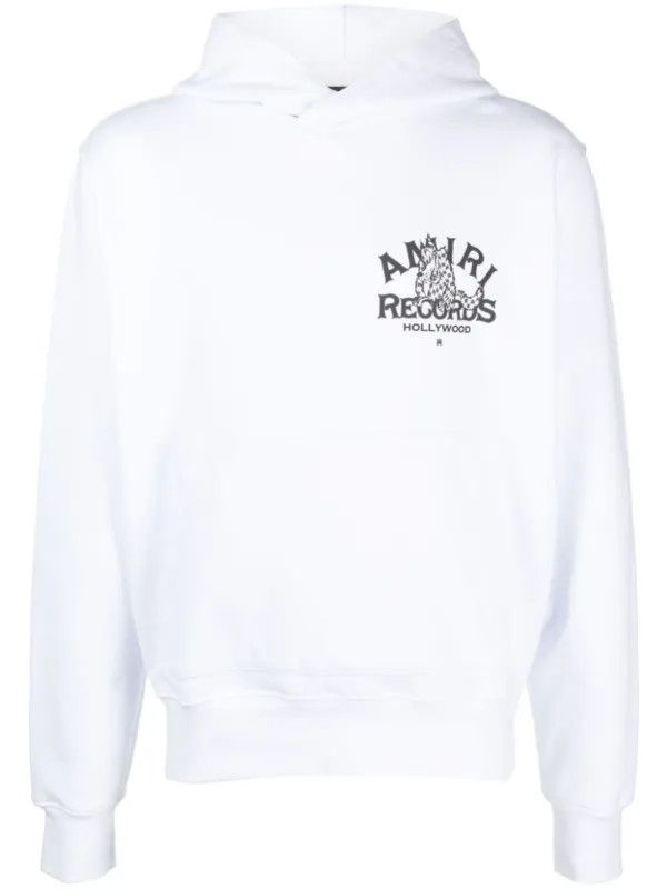 Amiri o1gr1nt0325 Records Wolf Hoodie in White Size US XXL / EU 58 / 5 - 1 Thumbnail
