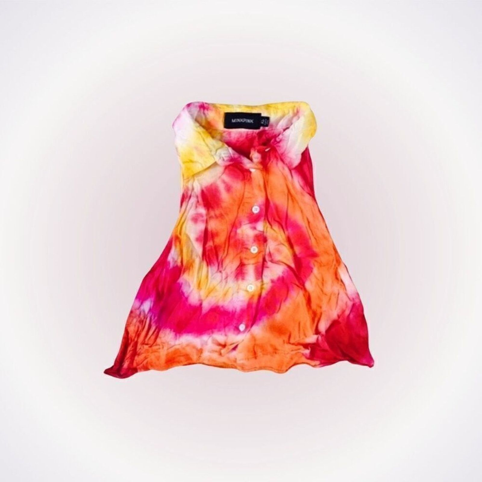 MINKPINK Multicolor Tie-Dye Collared Button Front Shirt | Sz XS Size XS / US 0-2 / IT 36-38 - 1 Thumbnail