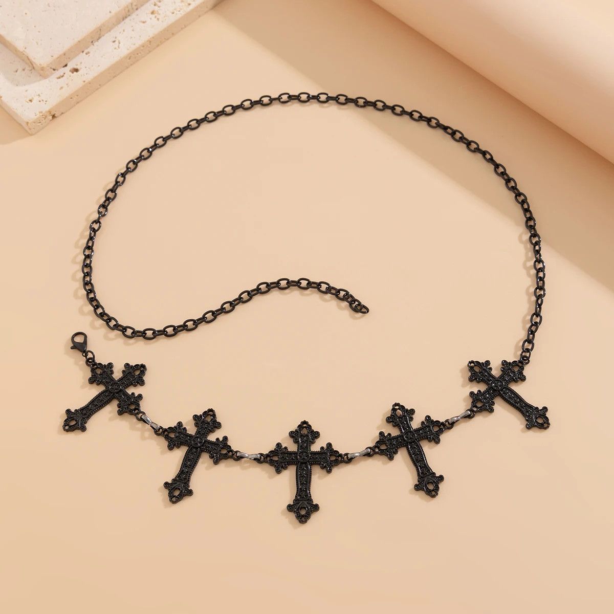 Jewelry Gothic Black Jesus Cross Waist Chain Pants Belts Size ONE SIZE - 4 Thumbnail
