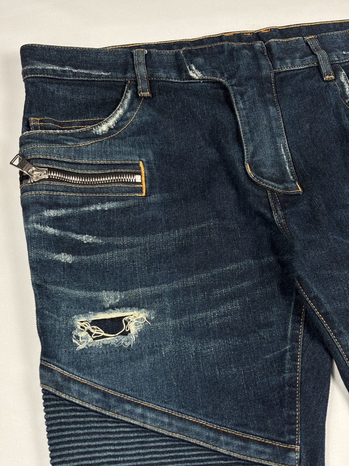 Balmain F/W 2016 Distressed Biker Denim Jeans Size US 37 - 3 Thumbnail