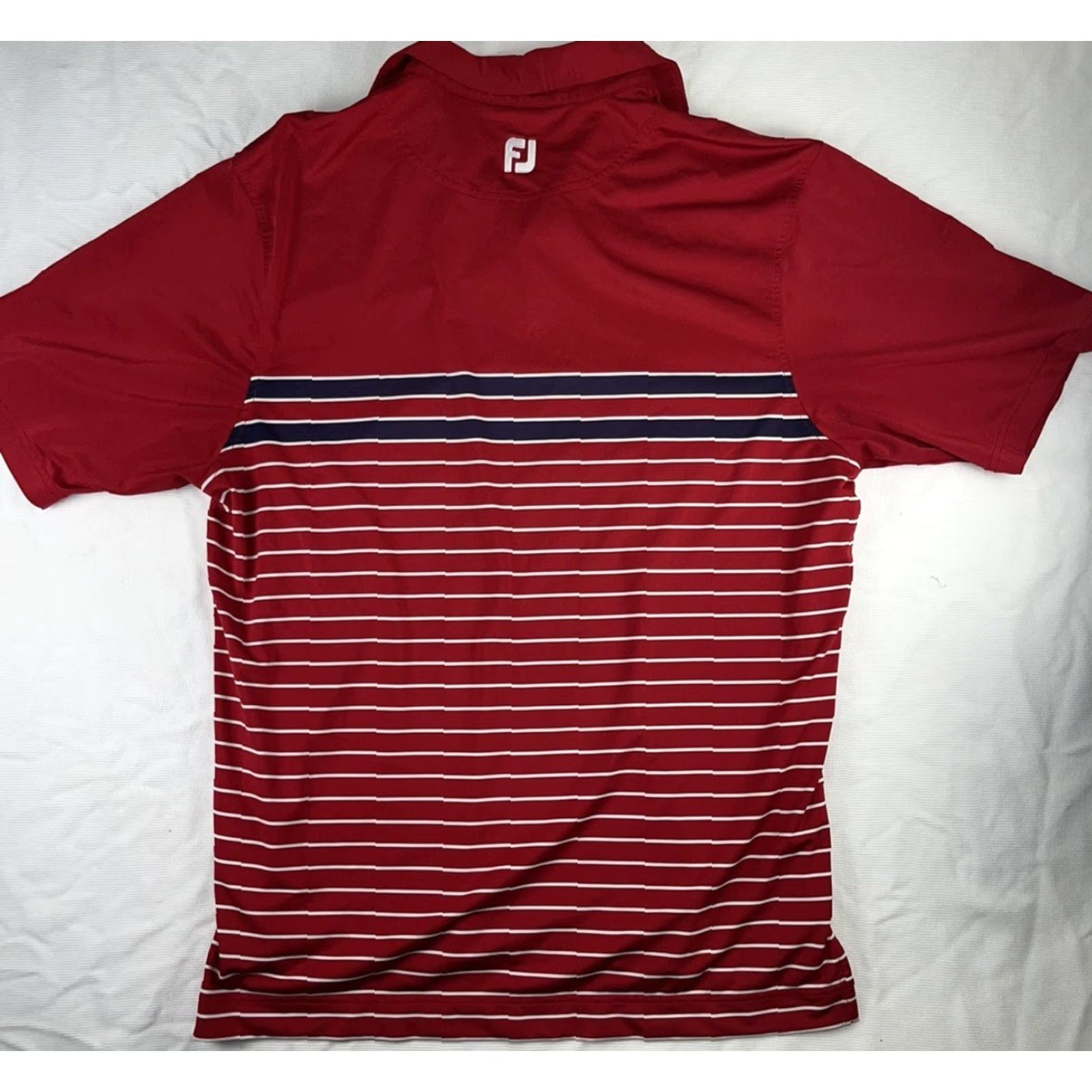 Footjoy FootJoy Polo Shirt Mens XL Red White Blue Striped Logo Preppy Casual Golf Shirt Size US XL / EU 56 / 4 - 3 Thumbnail