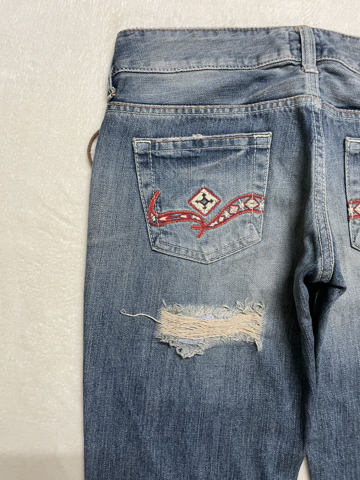 Edwin Vintage Edwin Boot Cut Distressed Ripped Denim Jeans Size US 30 / EU 46 - 16 Thumbnail