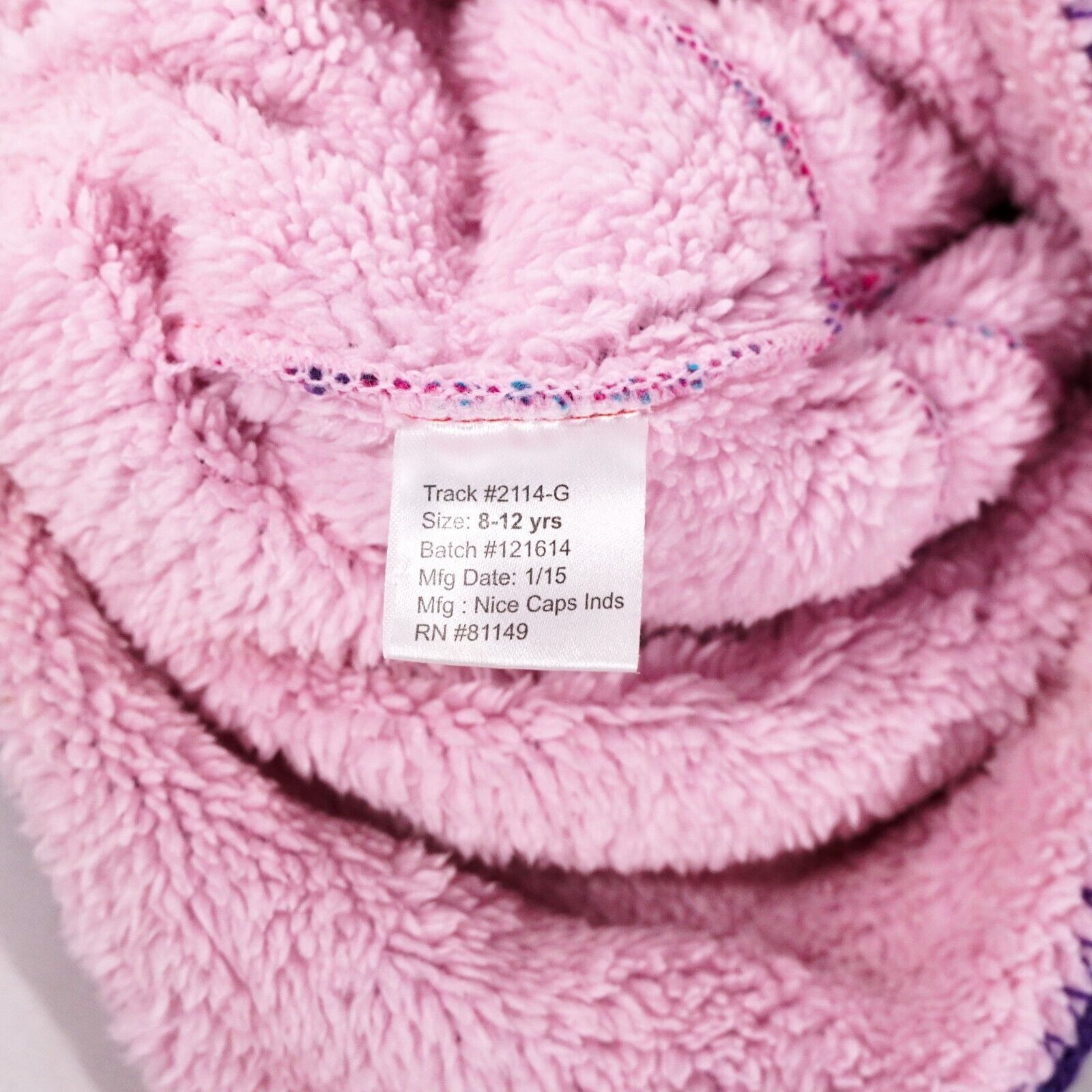 Pink Mosaic Fuzzy Knitted Beanie Cap Outdoor Winter Hat Pink Size ONE SIZE - 6 Thumbnail