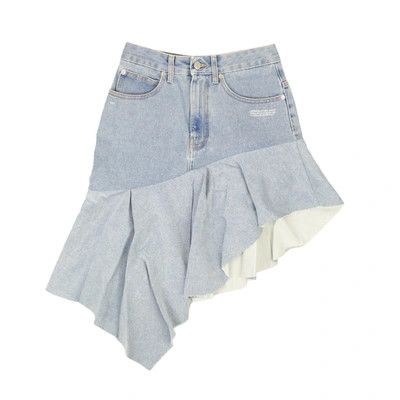 Off-White o1gr1nt0425 Two Tones Ruffle Skirt in Light Blue Size 26" / US 2 / IT 38 - 1 Preview