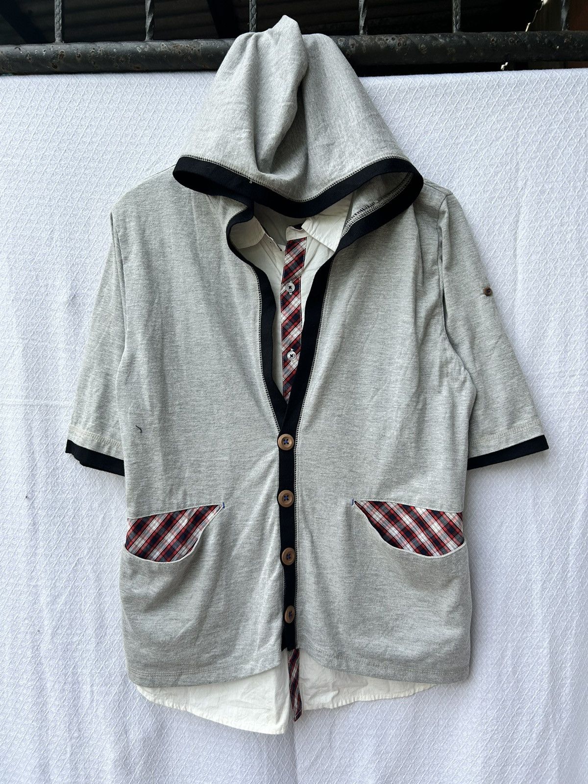 Japanese Brand Double layers slippin and slidin with hoodie plaid shirt Size US L / EU 52-54 / 3 - 2 Thumbnail