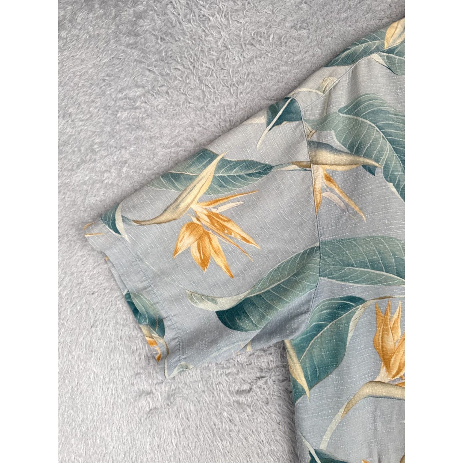 Vintage Three Palm Shirt Men Medium Blue Floral Bird Of Paradise Hawaiian 100% Silk Size US M / EU 48-50 / 2 - 3 Thumbnail
