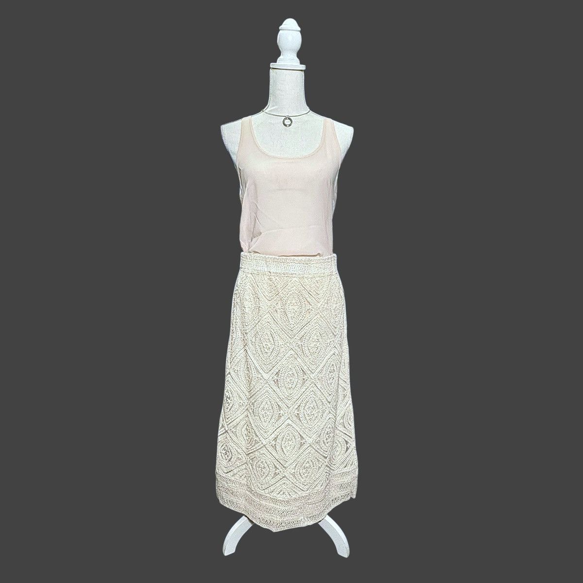 Other Ultra Pink Women’s Crochet Beige Maxi Skirt size Large Size 30" / US 8 / IT 44 - 3 Thumbnail