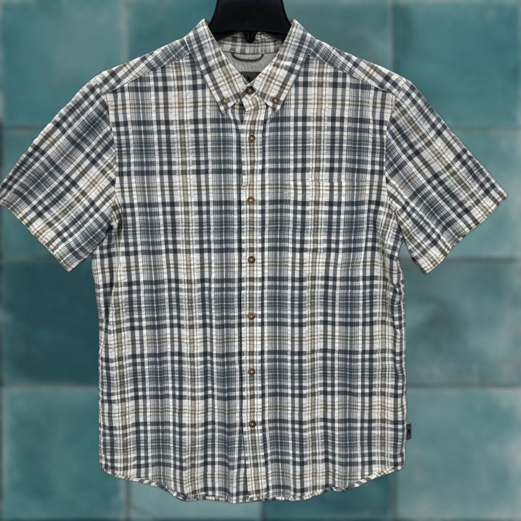 Royal Robbins Royal Robbins Seersucker Button Down Short Sleeve Shirt Mens Medium Gray Plaid Size US M / EU 48-50 / 2 - 1 Thumbnail