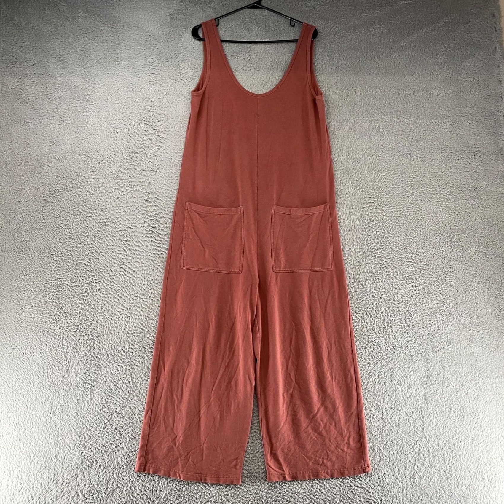 Marine Layer VINTAGE? Marine Layer Jumpsuit Womens Small Rust Wide Leg Pockets Lounge Ankle Terry Size 28" / US 6 / IT 42 - 2 Thumbnail