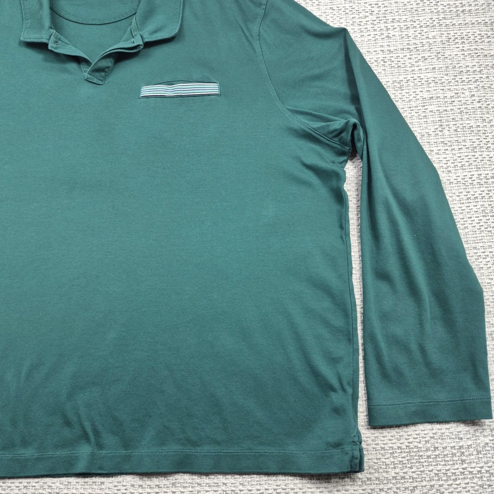 UNTUCKit UNTUCKit Polo Shirt Mens 3XL Green LS Damaschino Pocket Long Sleeve Cotton Knit Shirt Size US XXL / EU 58 / 5 - 2 Thumbnail