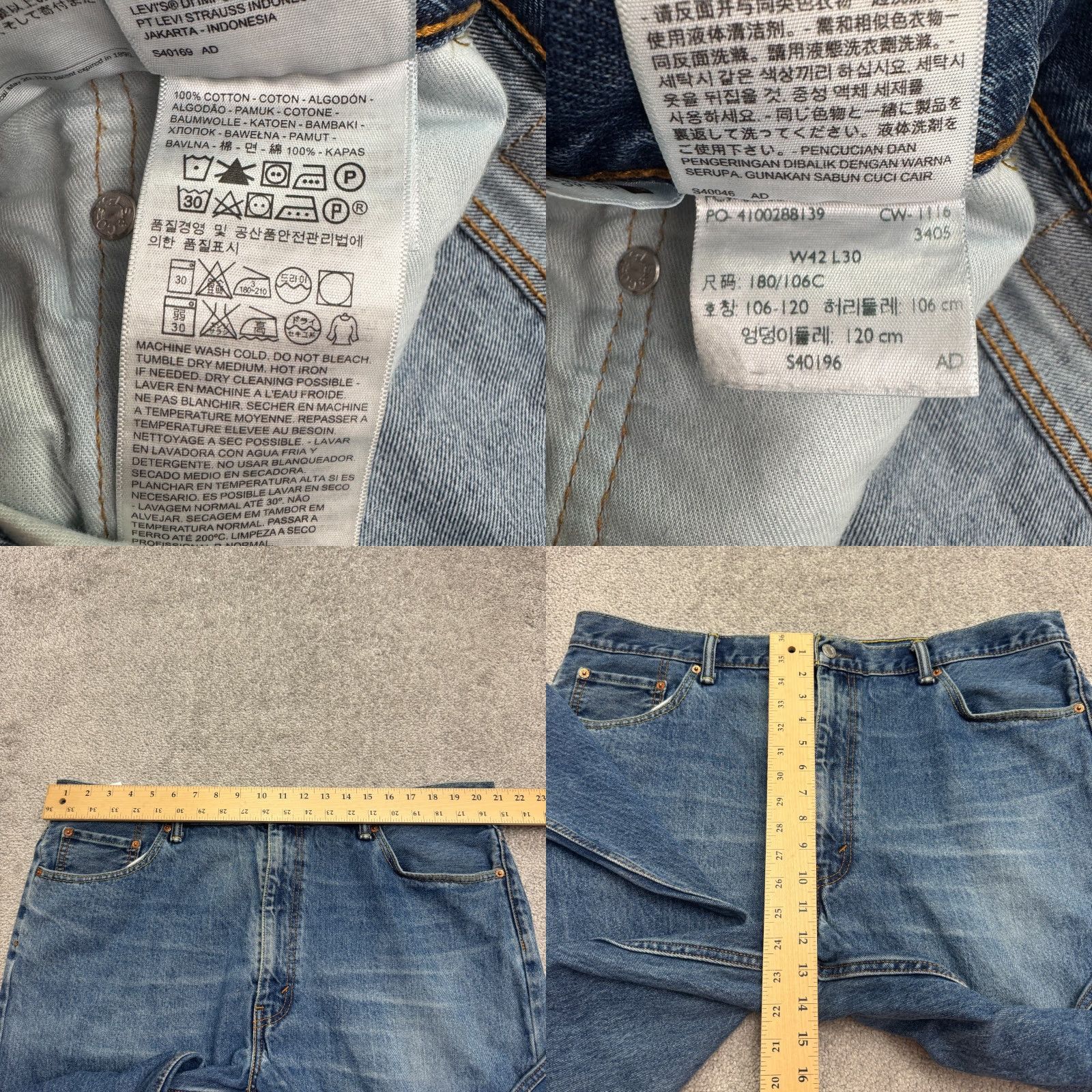 Levi's VINTAGE Levi's 550 Jeans - Denim Straight Leg - 42x29 M Blue Medium Wash Mens Regular Structured Comfort Size US 42 / EU 58 - 8 Thumbnail