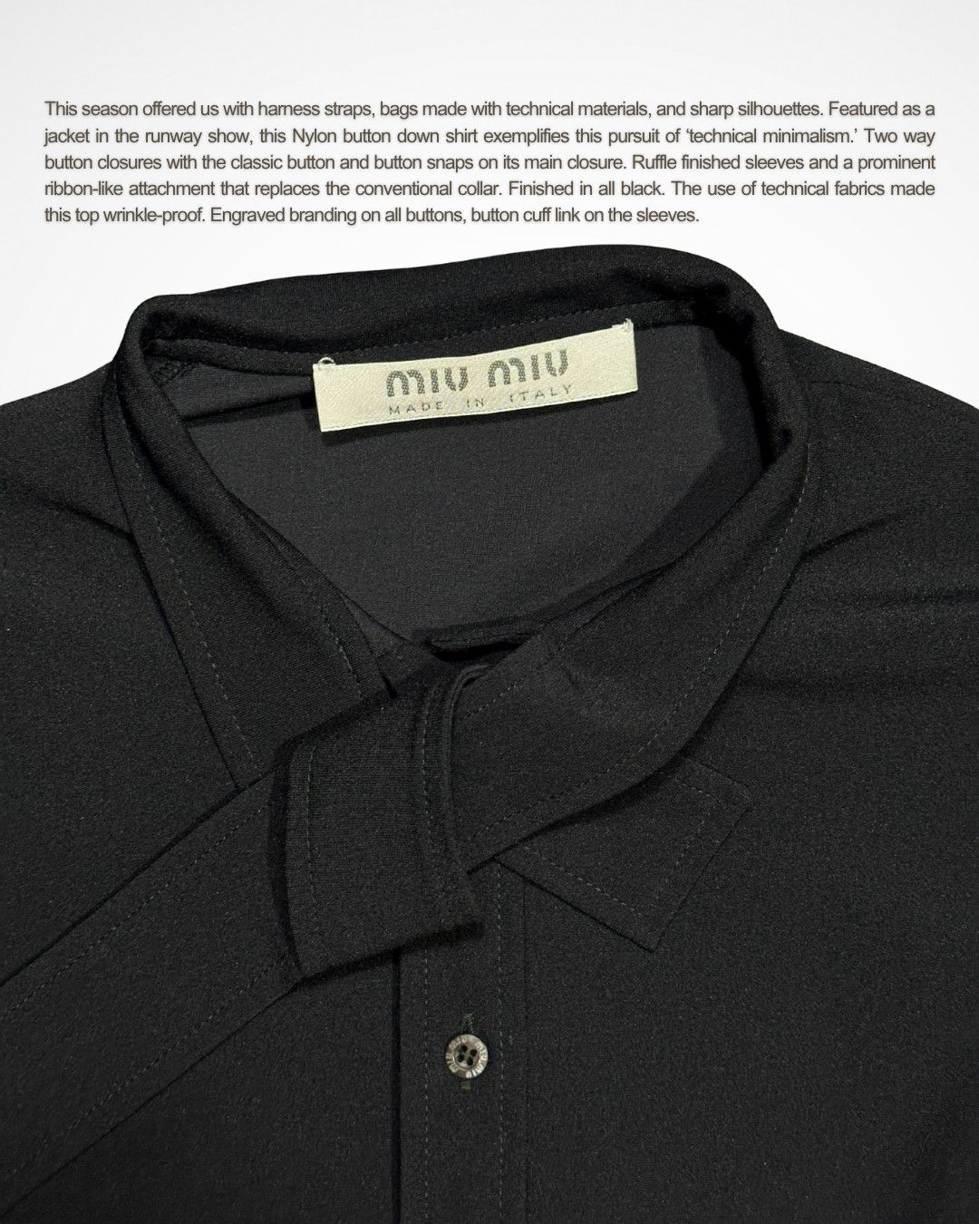 Miu Miu FW2001 Ribbon Neck Tech Shirt Size M / US 6-8 / IT 42-44 - 3 Thumbnail