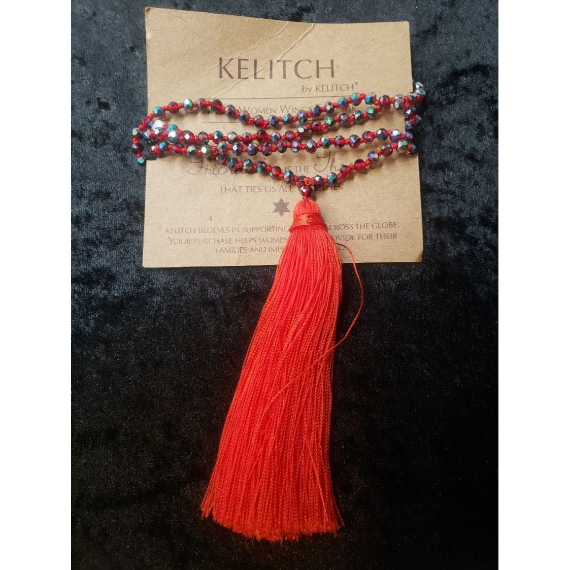 Other KELITCH Shell Pearl Hematite Beaded Necklace Long Red Tassel Size ONE SIZE - 3 Thumbnail