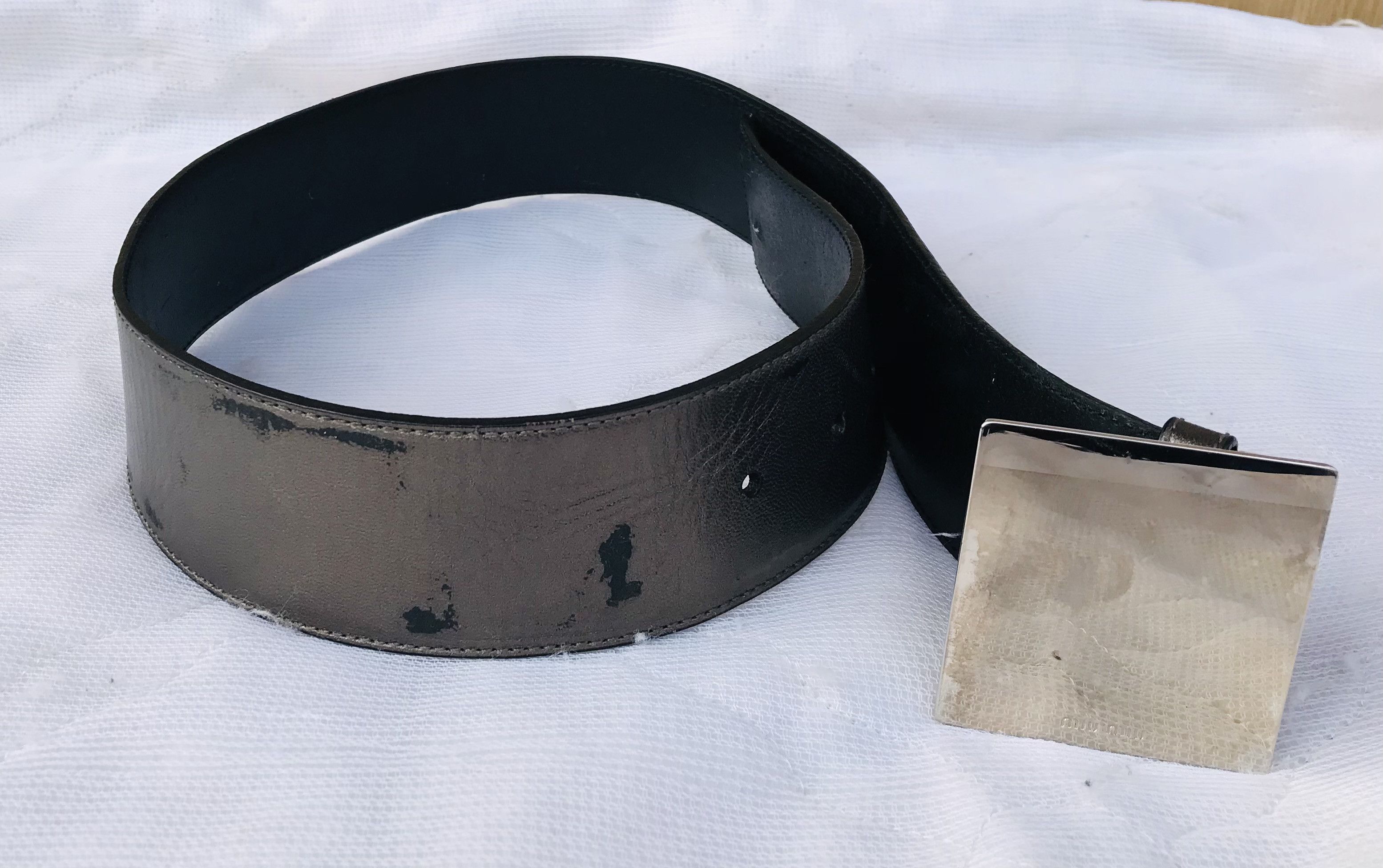 Miu Miu Miu Miu Waist Belt Women’s Black Leather Wide Size 30/75 Size ONE SIZE - 1 Thumbnail