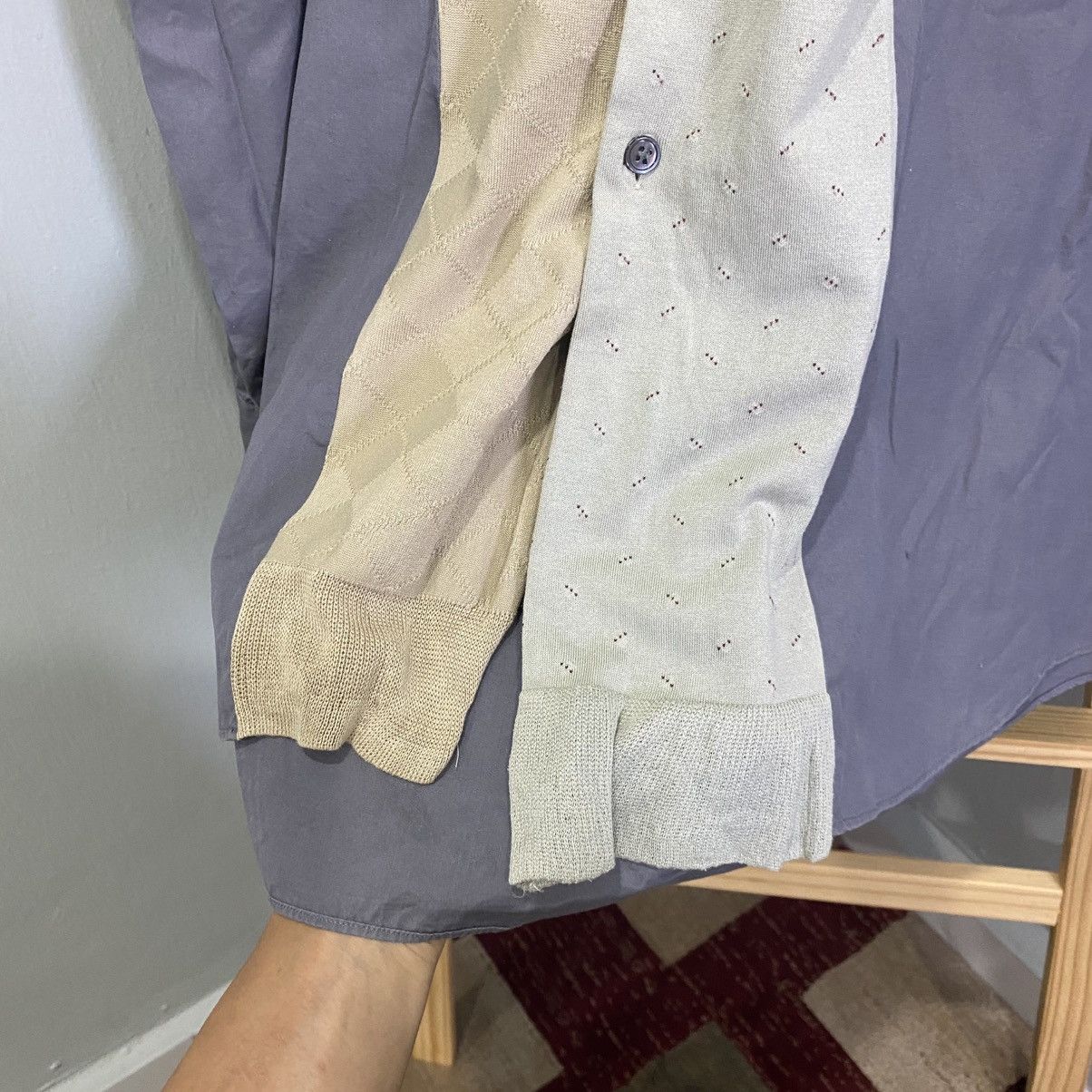 Comme des Garcons SHIRT Comme des Garcons SHIRT Panel Knit Inset Grey Button Down M Size US M / EU 48-50 / 2 - 7 Thumbnail