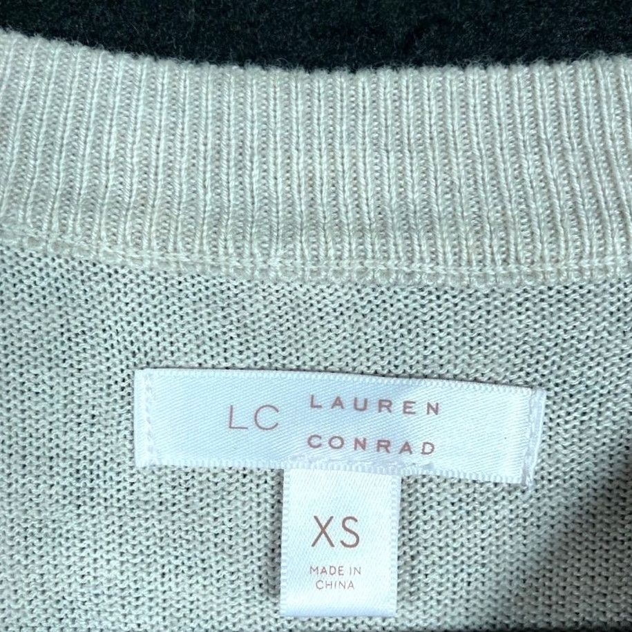 Vintage Lauren Conrad Womens Sweater Tan Knit Ruffle Peplum Peasant Flared Sleeve XS Pullover Knit Solid Crew Neck Long Sleeve Morb? Size XS / US 0-2 / IT 36-38 - 6 Thumbnail