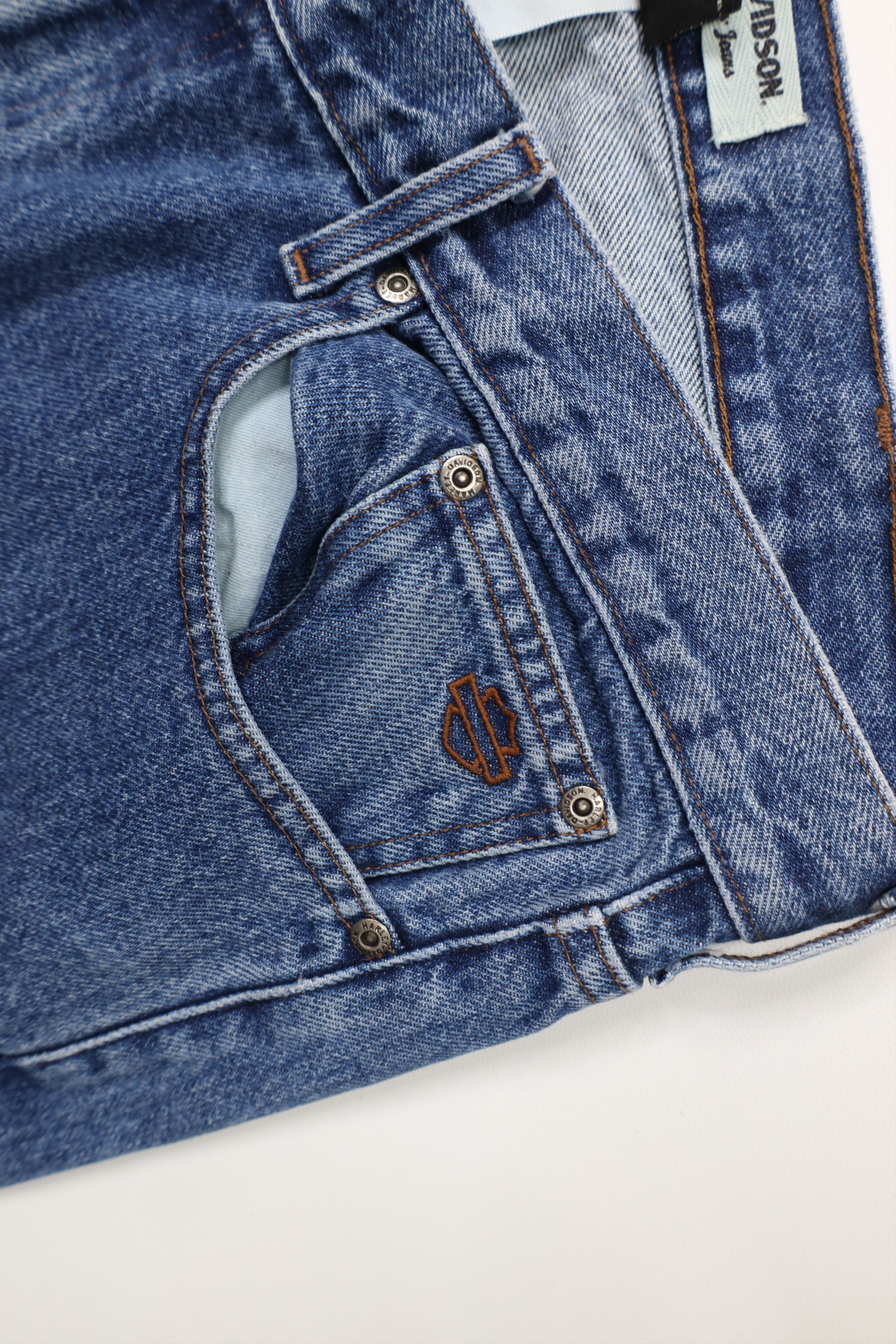 Harley Davidson Vintage 90s Y2K Harley Davidson Spell Wide Leg Denim Jeans Size US 38 / EU 54 - 5 Thumbnail