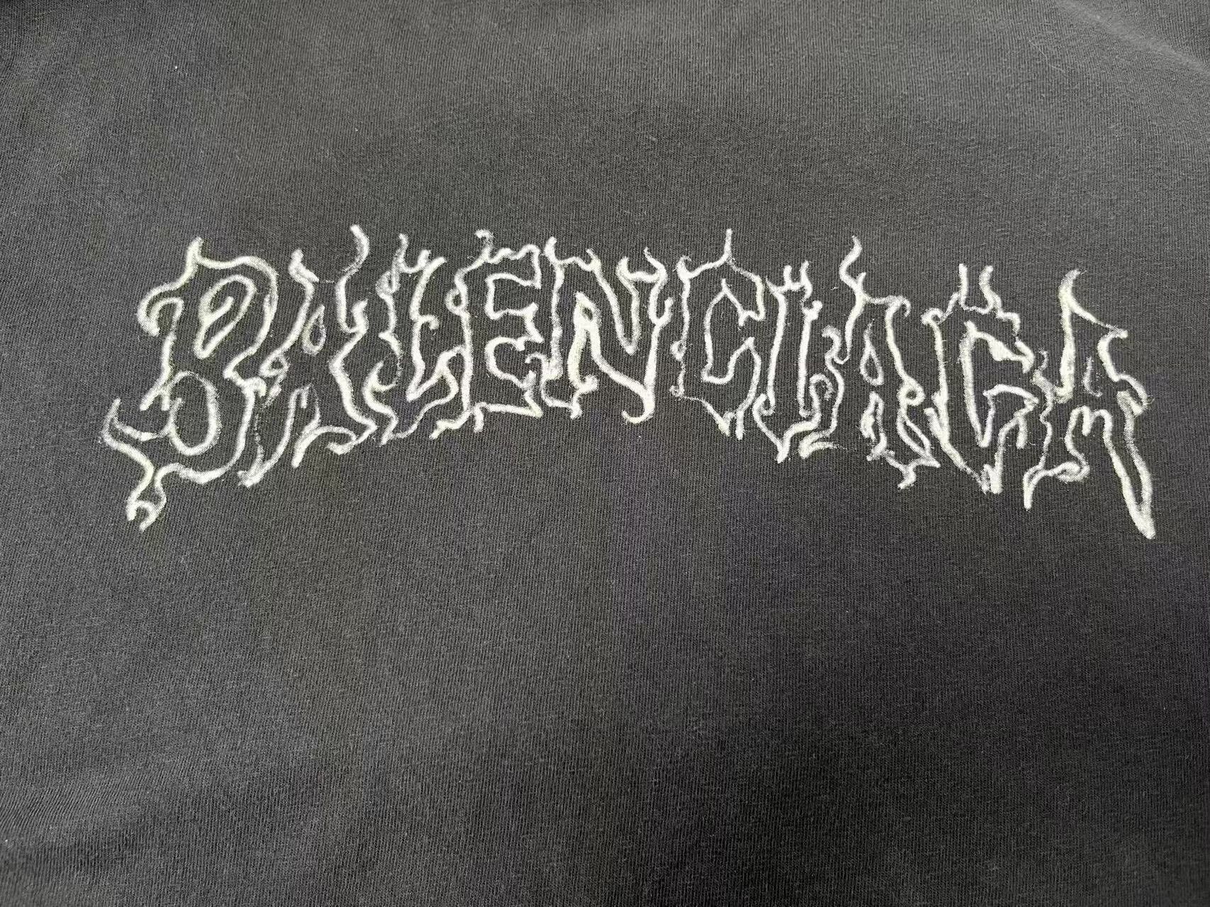 Balenciaga Balenciaga Loose Fit Black Graphic T-Shirt Size US L / EU 52-54 / 3 - 3 Thumbnail