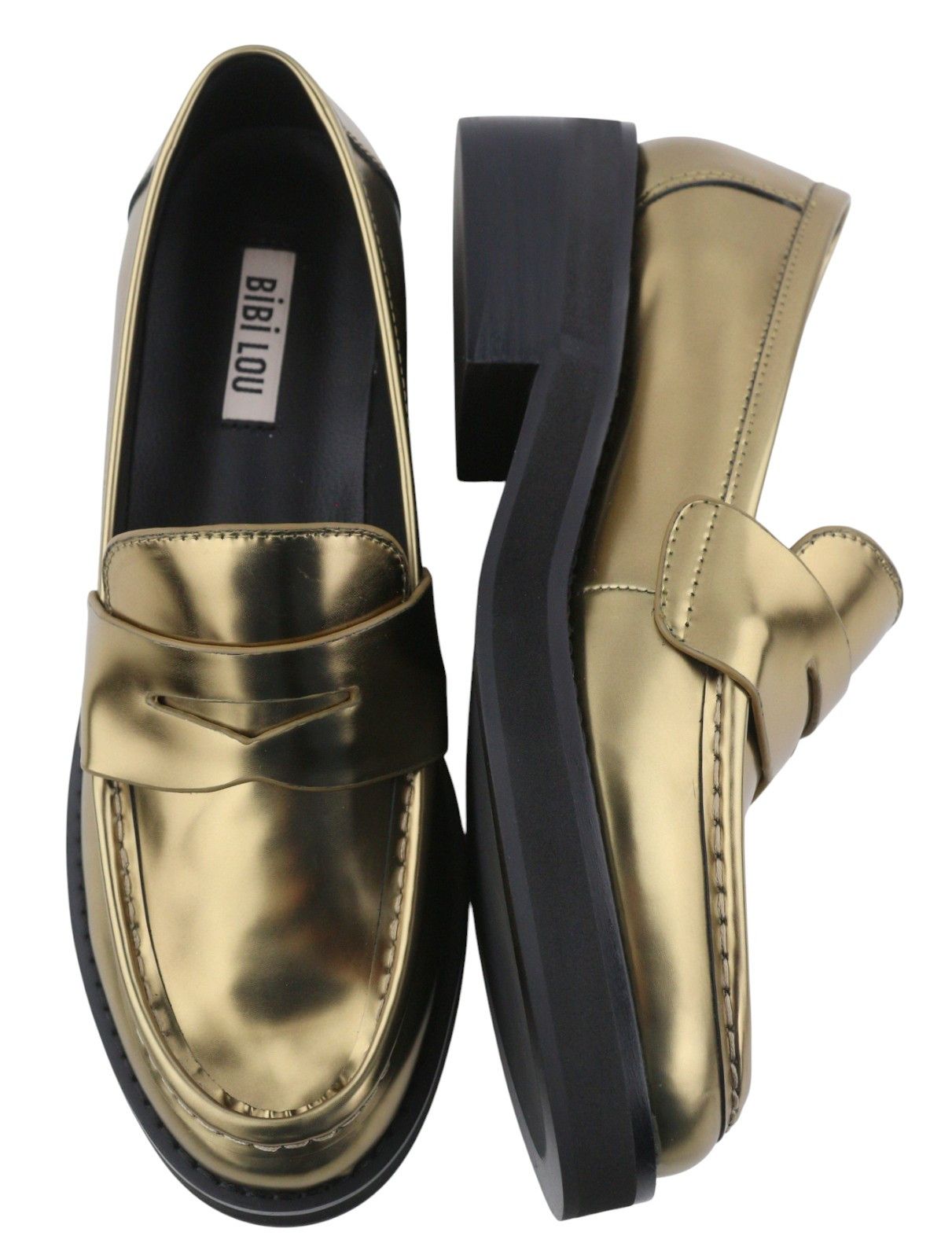 Other BIBI LOU JAYA EU37 Shiny Gold Leather Chunky Slip 87556 Size US 6 / IT 36 - 6 Thumbnail