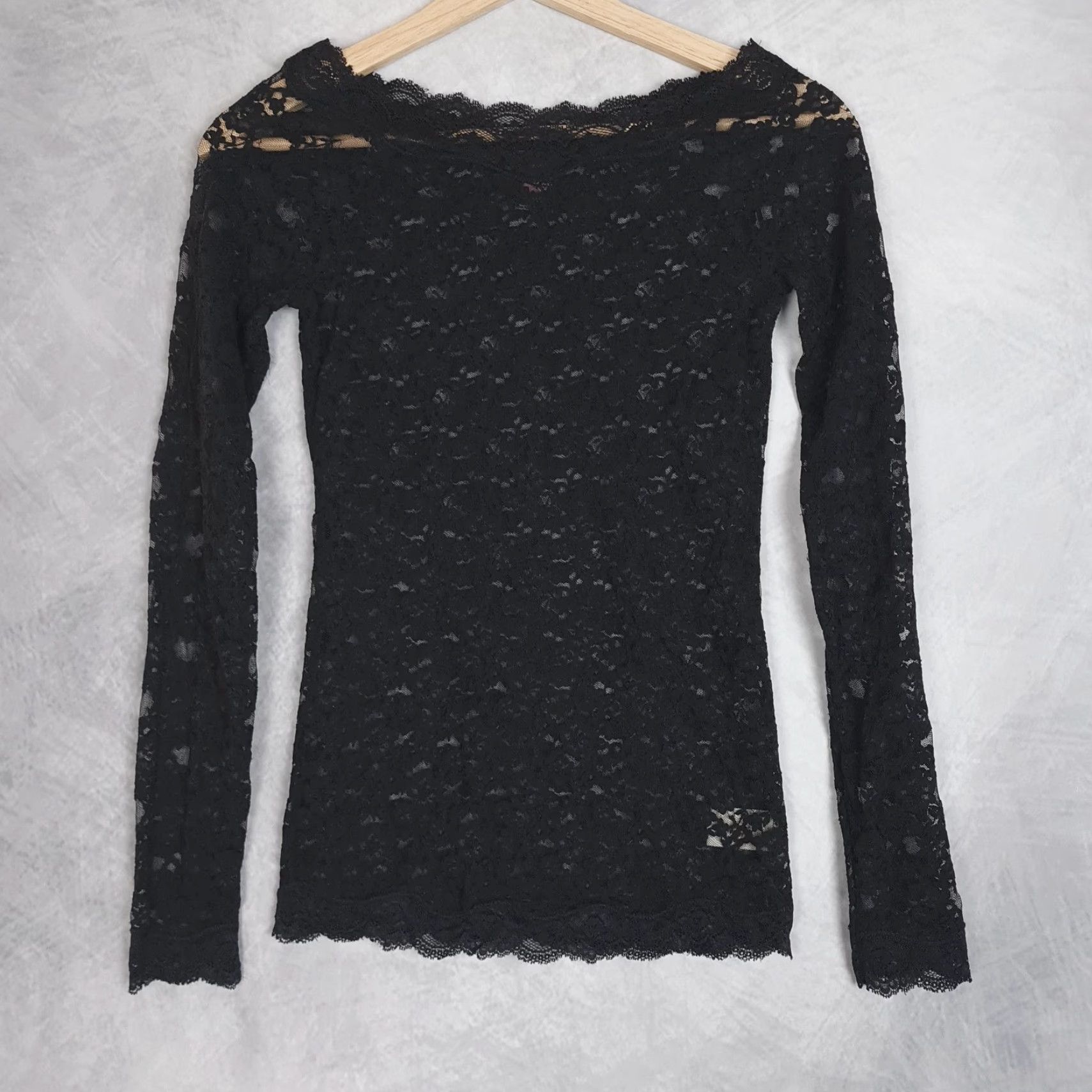 Free People VINTAGE Free People Top Womens XS Black Floral Lace Sheer Coquette Fairy Goth Y2K Size XS / US 0-2 / IT 36-38 - 6 Thumbnail