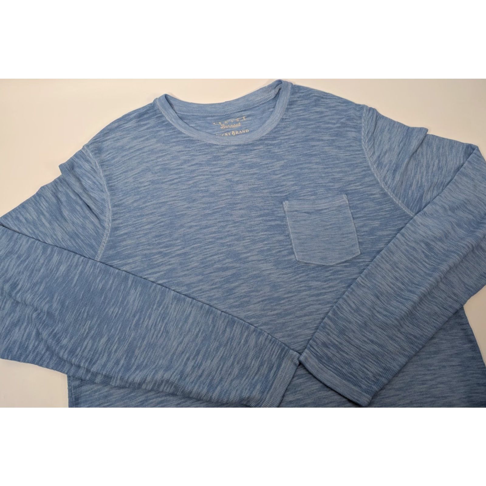 Lucky Brand Lucky Brand Tee Shirt - Men's XL Crew Neck Long Sleeve Blue Pocket Burnout 100% Cotton/Polyester Shirt Size US XL / EU 56 / 4 - 2 Thumbnail