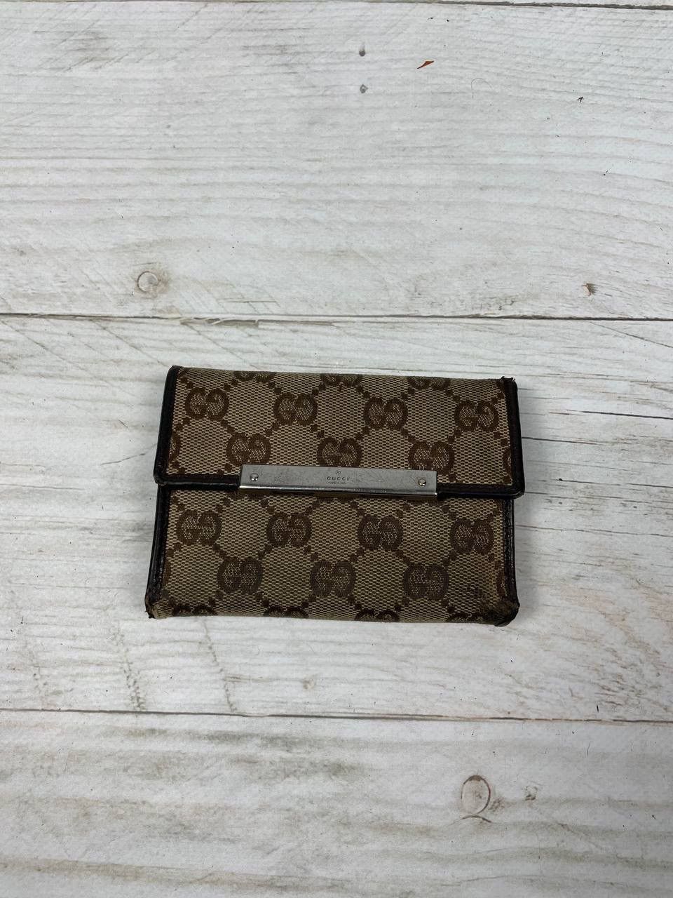 Gucci Vintage Gucci Tri-Fold Wallet GG Plate Canvas Leather Unisex Size ONE SIZE - 1 Thumbnail