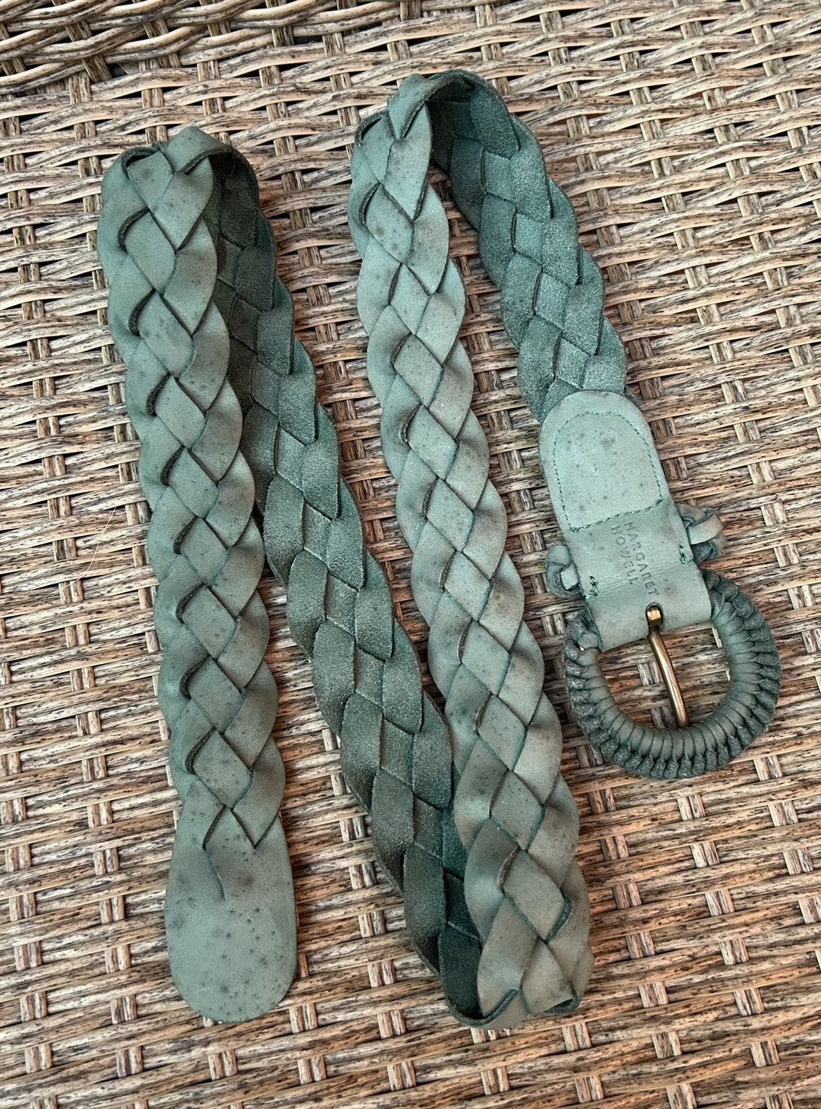 Margaret Howell Margaret Howell Nubuck Leather Pleated Belt Turquoise Size ONE SIZE - 1 Thumbnail