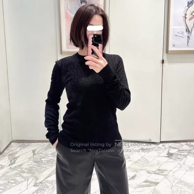Fendi Fendi Black logo letter full-printed round neck long-sleev Size US L / EU 52-54 / 3 - 9 Thumbnail