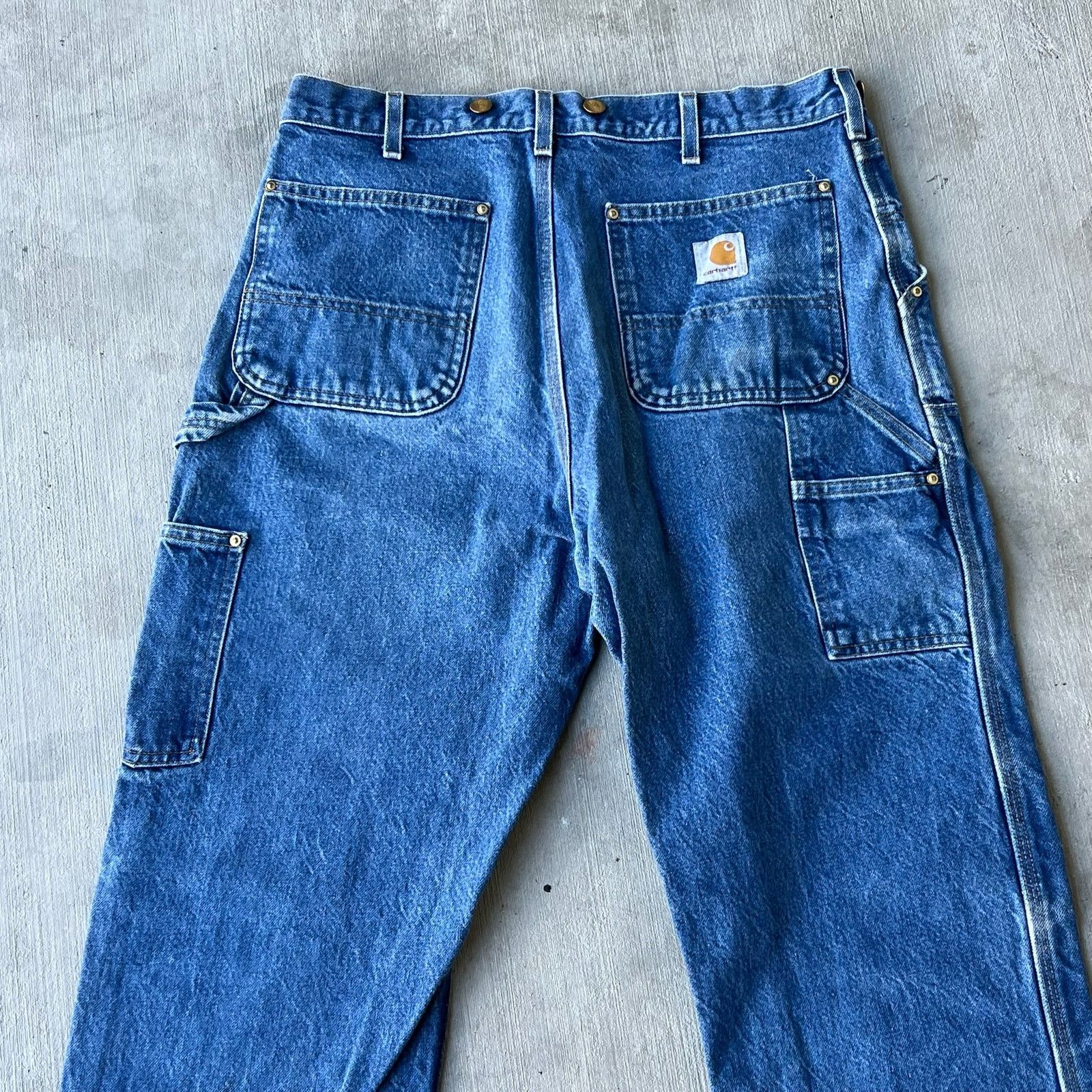 Carhartt × Vintage Carhartt faded denim blue jean double knee carpenter pants Size US 35 - 6 Thumbnail