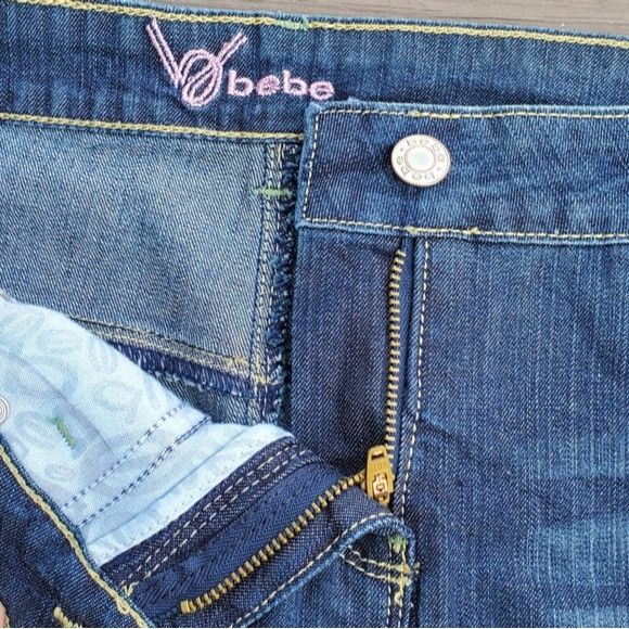 Bebe × Vintage Vintage y2k Bebe Blue Jean Denim Bling Stretch Sexy Mermaid Size 30" / US 8 / IT 44 - 5 Thumbnail