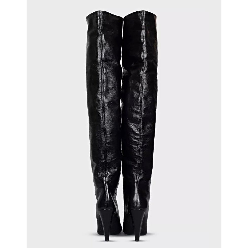 Saint Laurent Paris Saint Laurent Niki Black Leather Over-the-Knee Boots Sz.38 Size US 8 / IT 38 - 4 Thumbnail