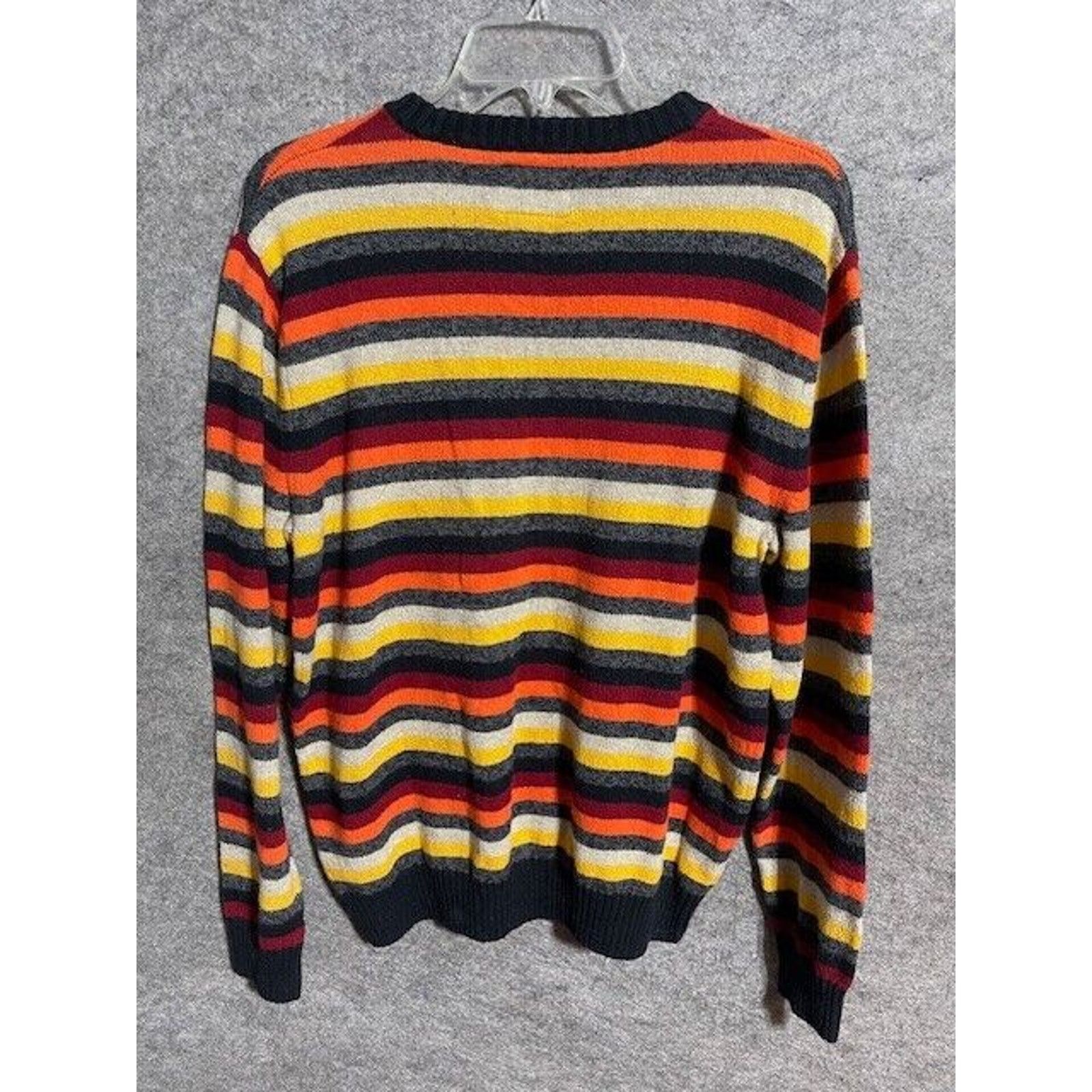American Eagle Outfitters American Eagle Sweater Mens L Classic Fit Striped Orange Size L / US 10 / IT 46 - 2 Thumbnail