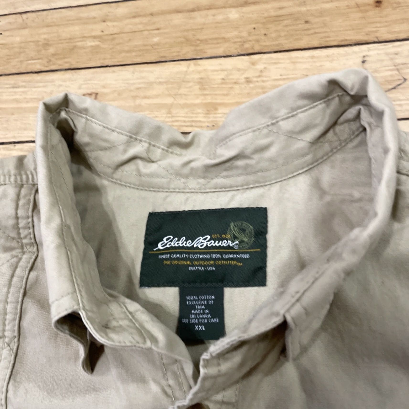 Eddie Bauer VINTAGE Eddie Bauer Hunting Shirt Men 2XL Twill Khaki Beiges Pad Western Vent Button-Up With Pockets Size US XXL / EU 58 / 5 - 4 Thumbnail