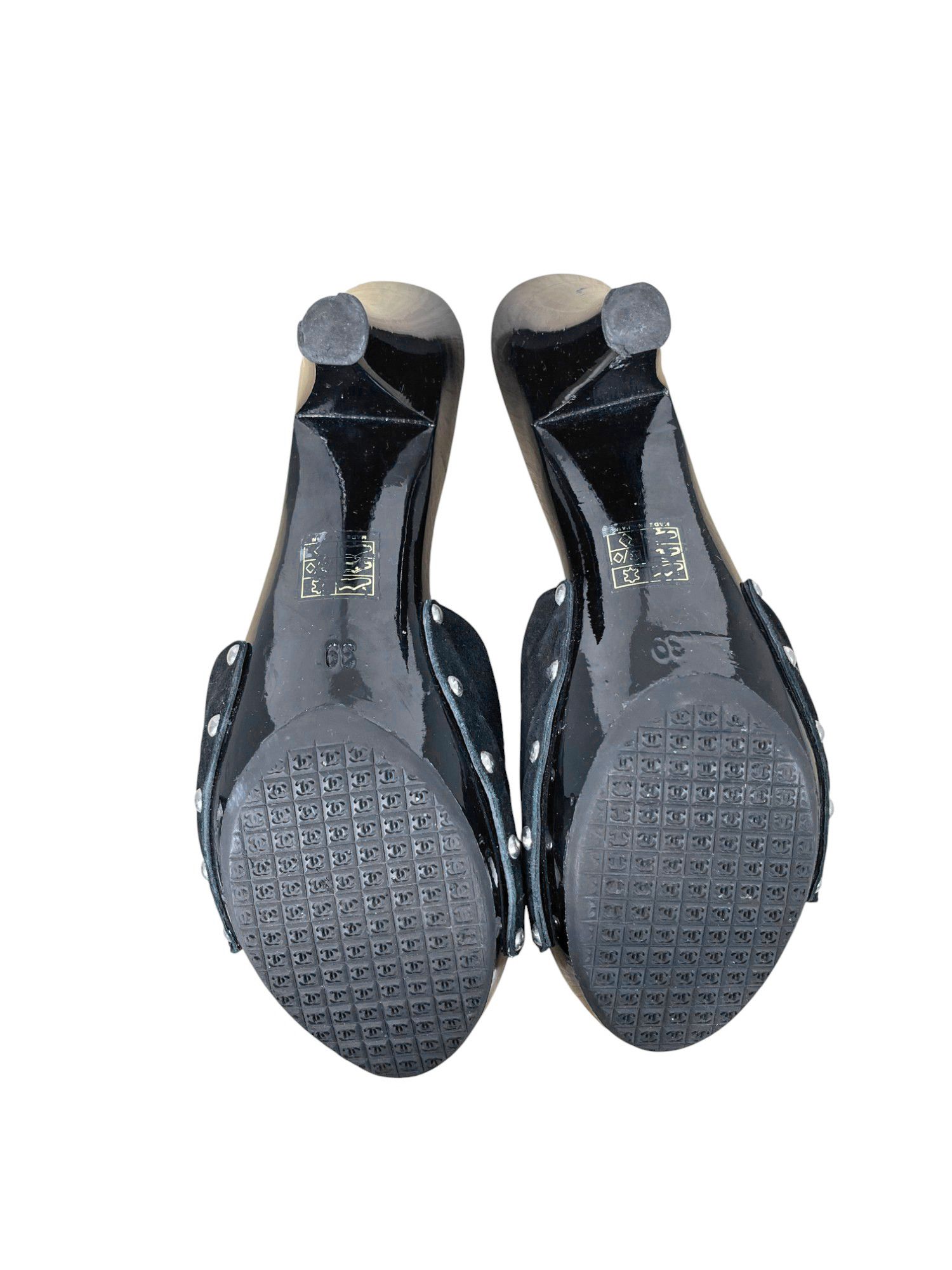 Chanel by Karl Lagerfield 2000's Leather Metal "CC" Logo Clogs Size US 9 / IT 39 - 6 Thumbnail